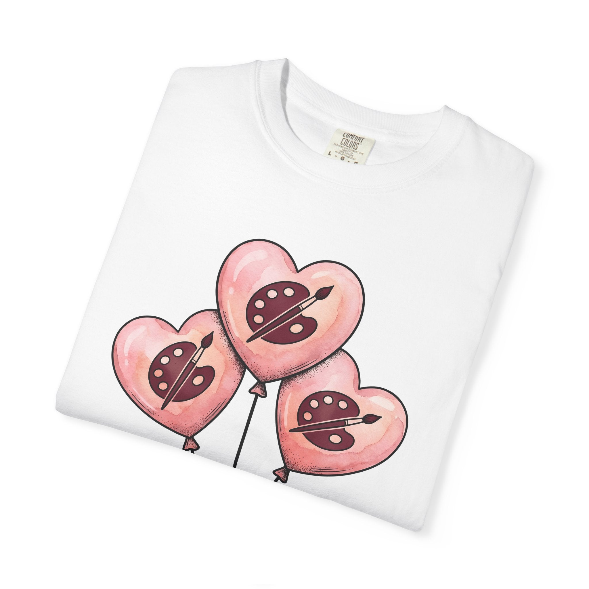 Heart Balloons Shirt Cute Art Gift Women Watercolor Tee Balloon Bouquet T-Shirt Kawaii Fan Watercolour Tshirt Artistic Graphic Hand Drawn