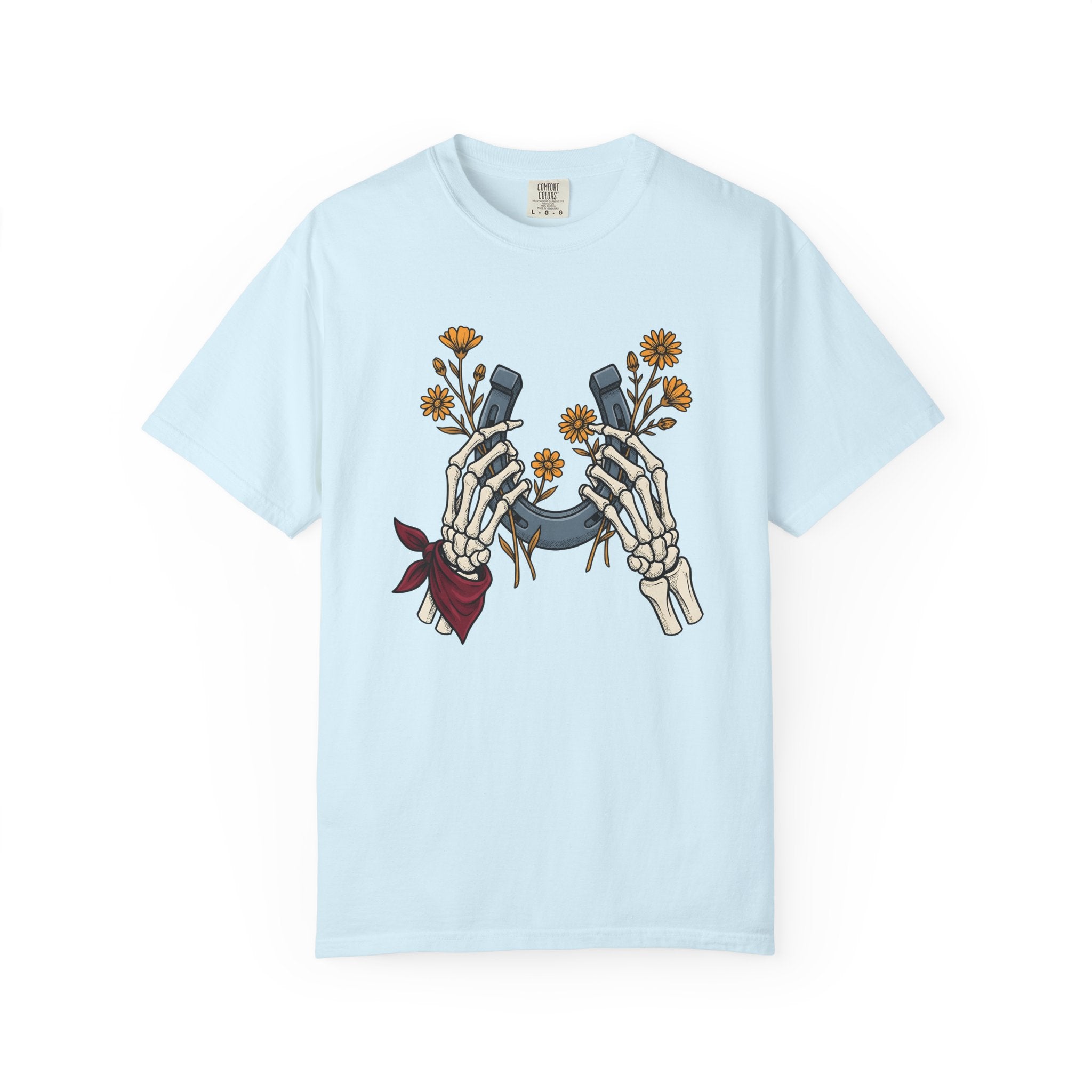 Bone Hands Horseshoe Shirt Cowgirl Ranch Gift Women Neo Traditional Tee Skeletal Hand T-Shirt Cowboy Fan Western Tshirt Farm Graphic Classic