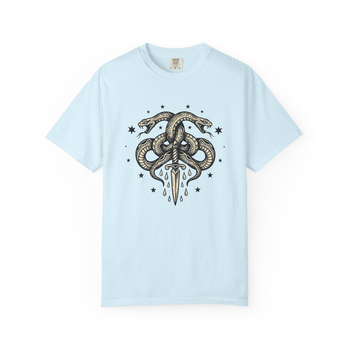 Double Serpent Blade Shirt Gothic Witchcraft Unisex Gift Sketch Tee Dagger