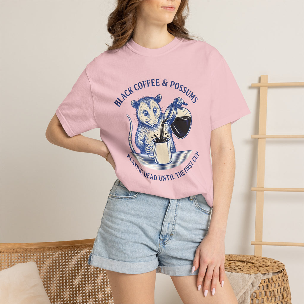 Opossum Coffee Mug Shirt Coffee Wildlife Gift Women Retro Tee Possum T-Shirt Coffee Fan Java Enthusiast Vintage Tshirt Animal Graphic Sketch