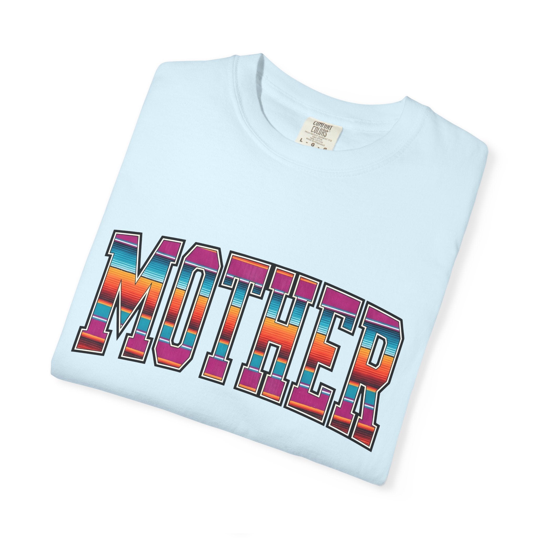 Bold Varsity Text Shirt Moms Family Gift Women Boho Tee Lettering T-Shirt Motherhood Fan Hippie Tshirt Clan Graphic Retro Rainbow Stripe