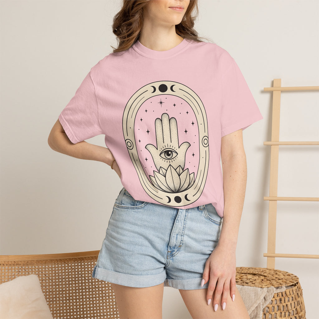 Hamsa Hand Shirt Boho Chic Spiritual Gift Women Mystical Tee Hand Of Fatima T-Shirt Bohemian Fan Esoteric Tshirt Sacred Graphic Minimal