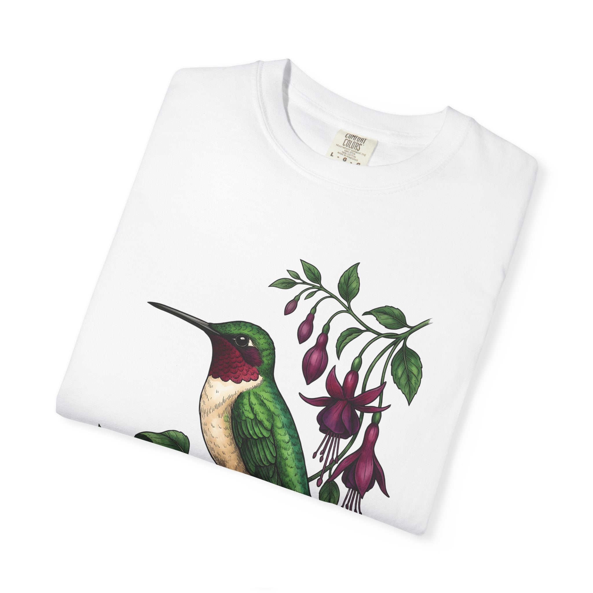 Hummingbird Art Shirt Animals & Flowers Wildlife Gift Women Garden Tee Hummingbirds T-Shirt Flower Fan Floral Graphic Tshirt Line Art