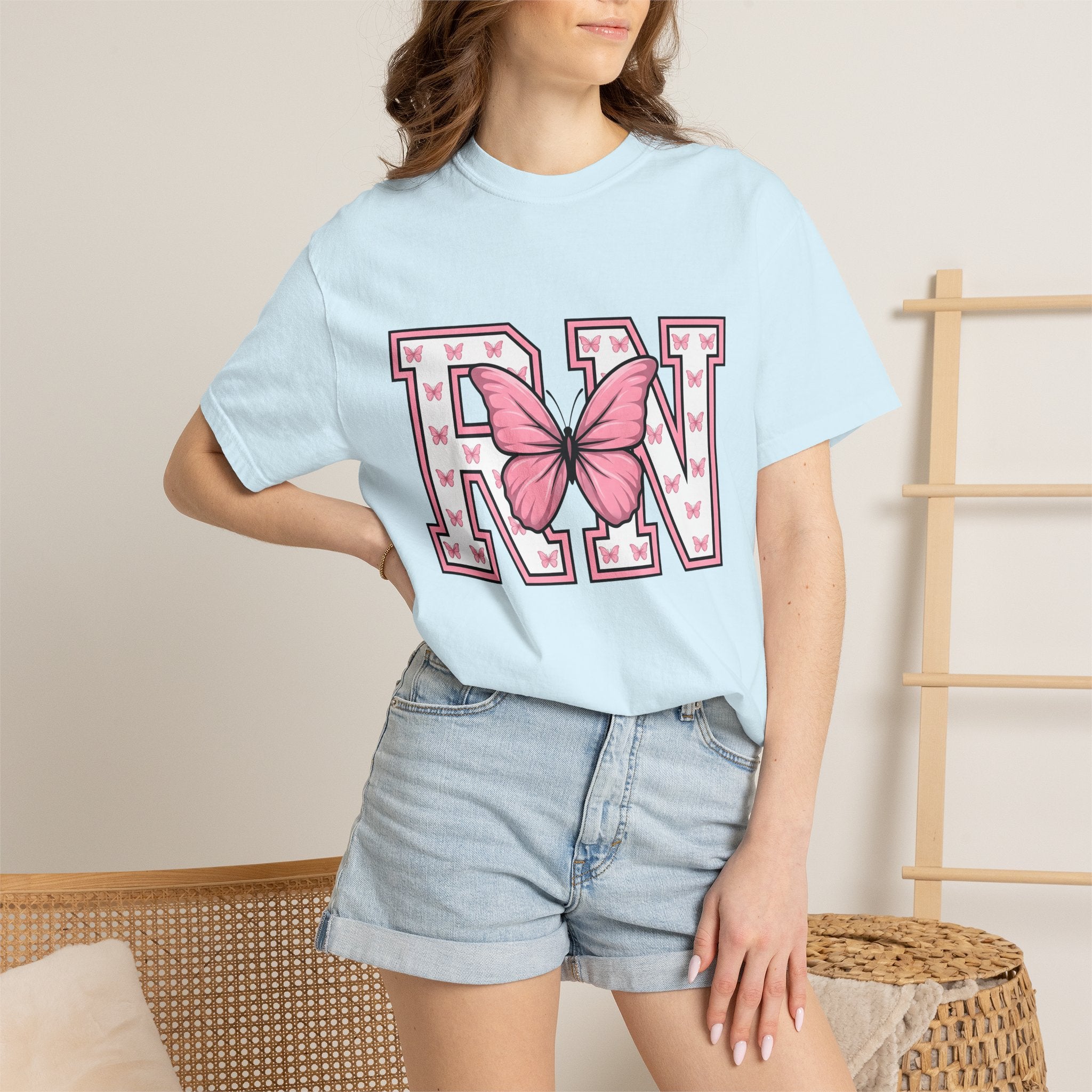 Butterfly Lettering Shirt Nurses Garden Gift Women Thick Tee Typography T-Shirt Nurse Enthusiast Handwriting Tshirt Gardening Graphic