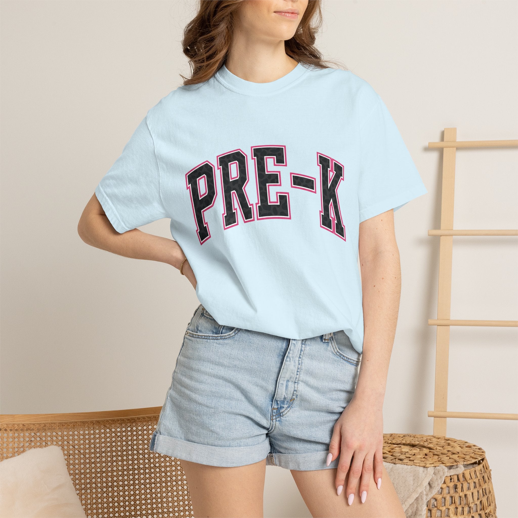 Leopard Varsity Letters Shirt Teachers Education Gift Women Thick Tee Varsity Jacket T-Shirt Educator Enthusiast Bold Tshirt Learning