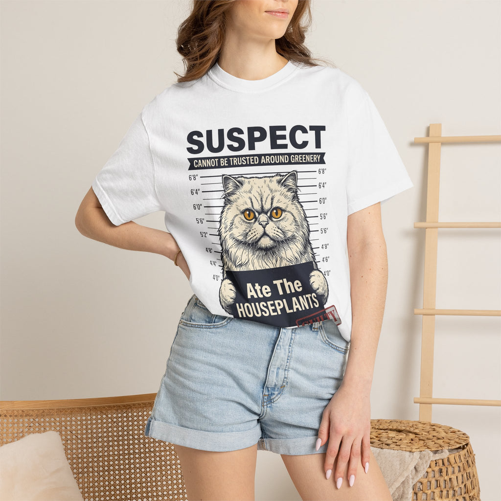 Fluffy Cat Shirt Cat Humor Gift Women Vintage Tee Kitten T-Shirt Feline Fan Retro Tshirt Funny Graphic Hand Drawn Mugshot Tshirt