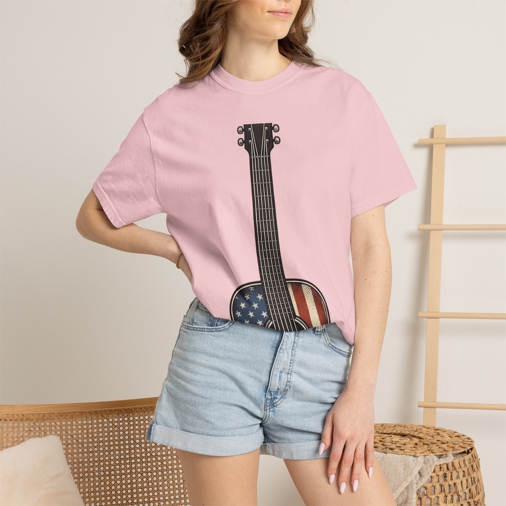 Usa Flag Guitar Shirt America Instruments Gift Women Vintage Tee Guitar T-Shirt American Fan Vintage Style Tshirt Musical Instrument Graphic
