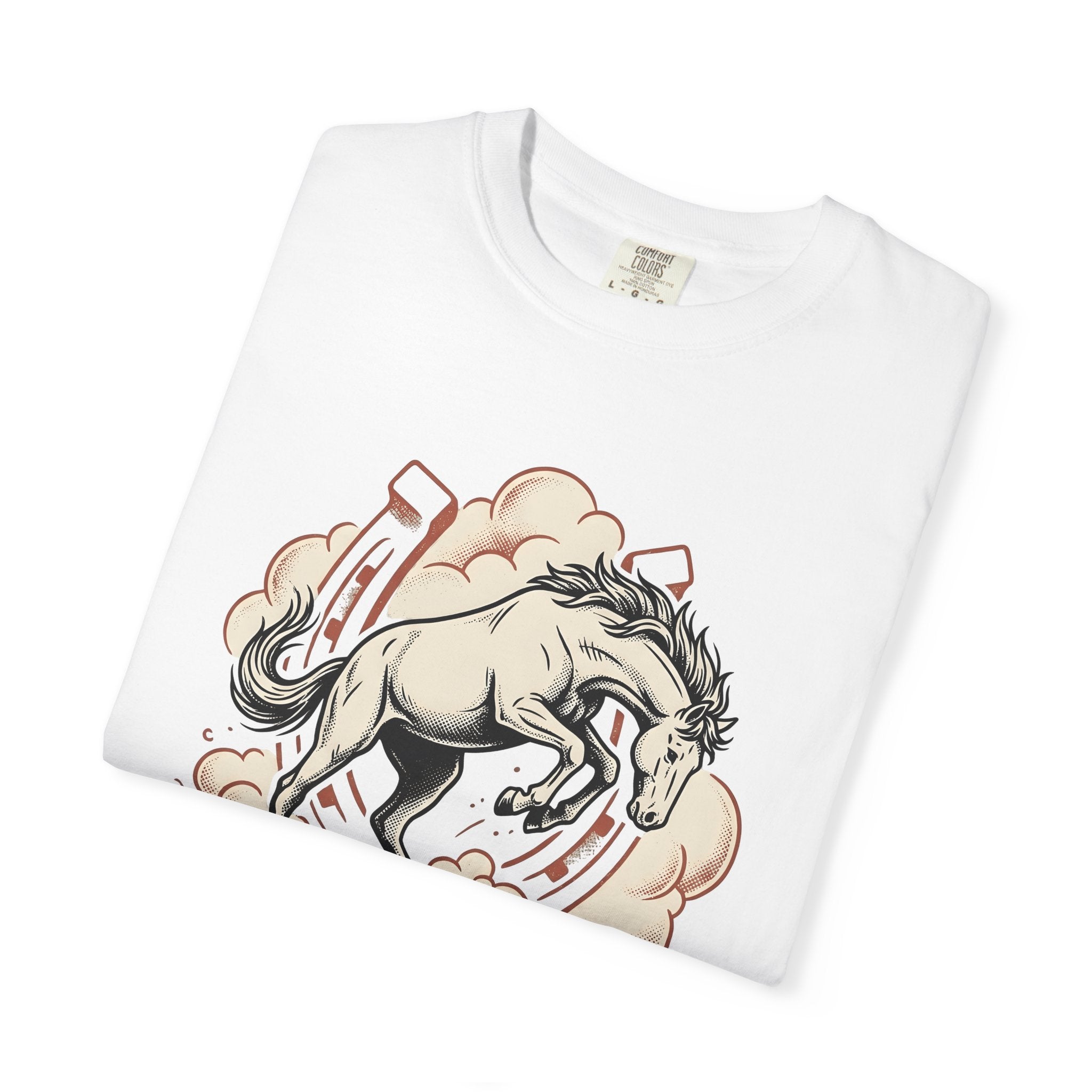 Bucking Horse Shirt Cowgirl Rodeo Gift Women Western Tee Bronco T-Shirt Cowgirl Fan Western Art Tshirt Rodeo Graphic Vintage Horseshoe