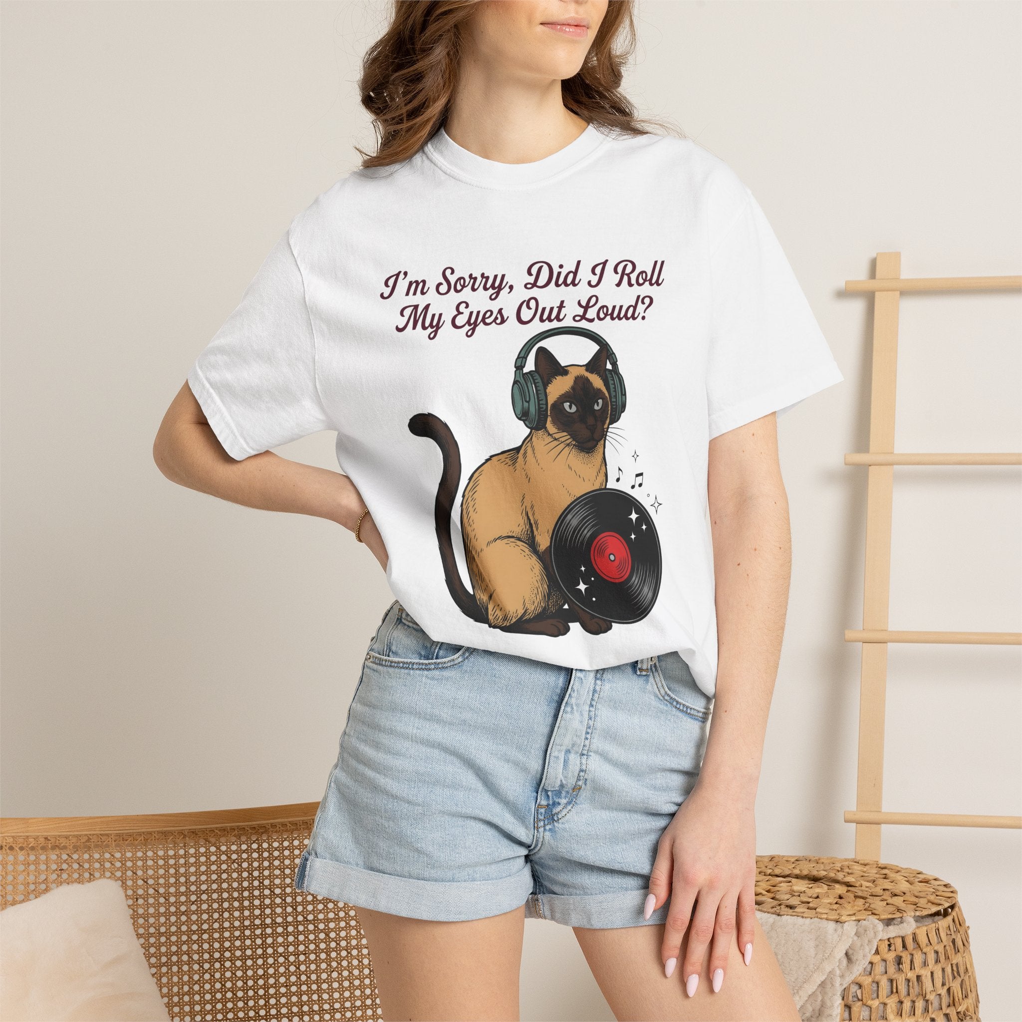 Siamese Pet Shirt Cat Gift Women Sound Gift Women Illustrative Tee Siamese Cat T-Shirt Cat Fan Feline Tshirt Audio Graphic Pop Art Music