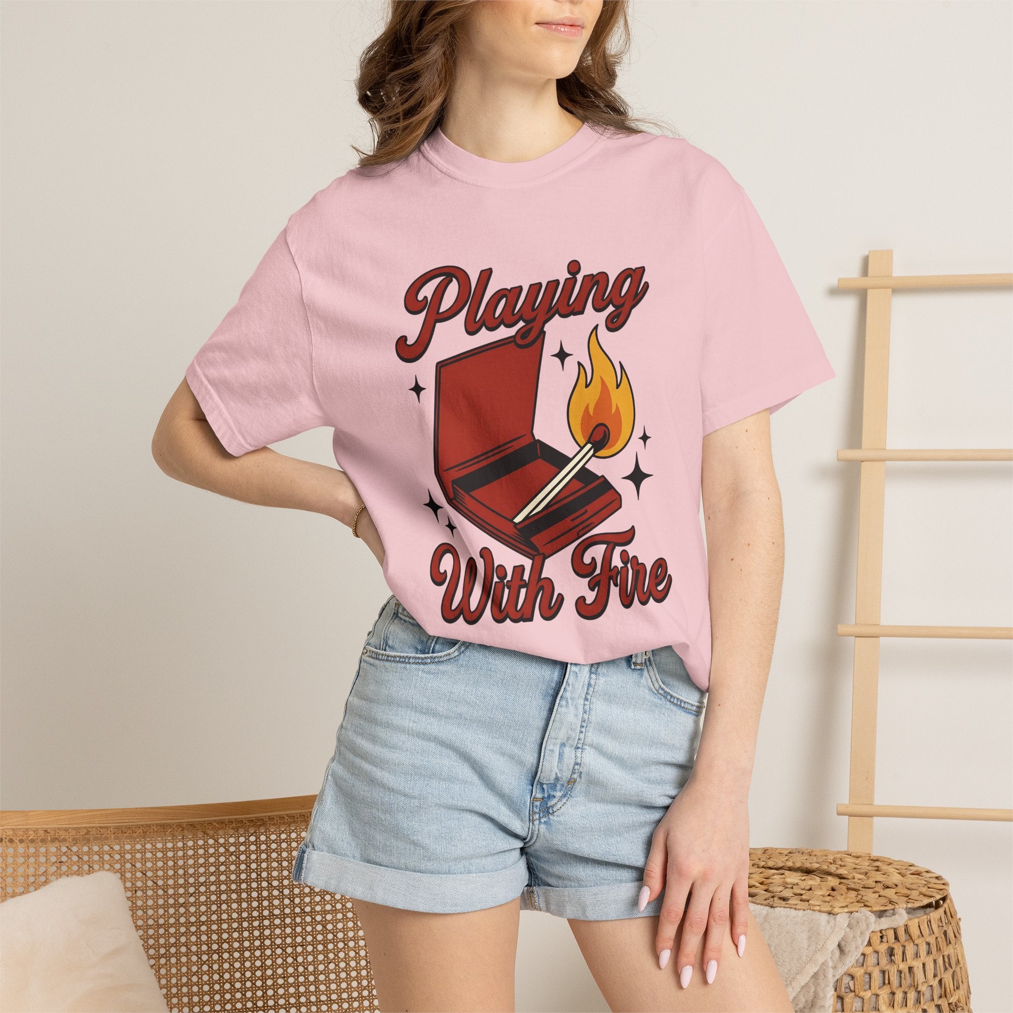 Fire Match Shirt Fire Comedy Gift Women Modern Graphic Tee Matchstick T-Shirt Flame Fan Graphic Design Illustration Classic Shine Tshirt