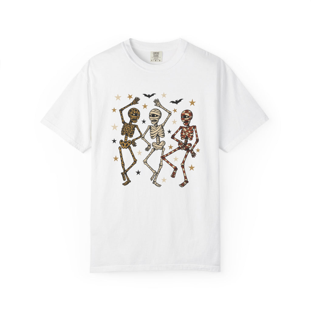 Dancing Bones Shirt Halloween Festivity Gift Women Animated Tee Skeleton T-Shirt Spooky Fan Cartoon Tshirt Celebration Graphic Classic