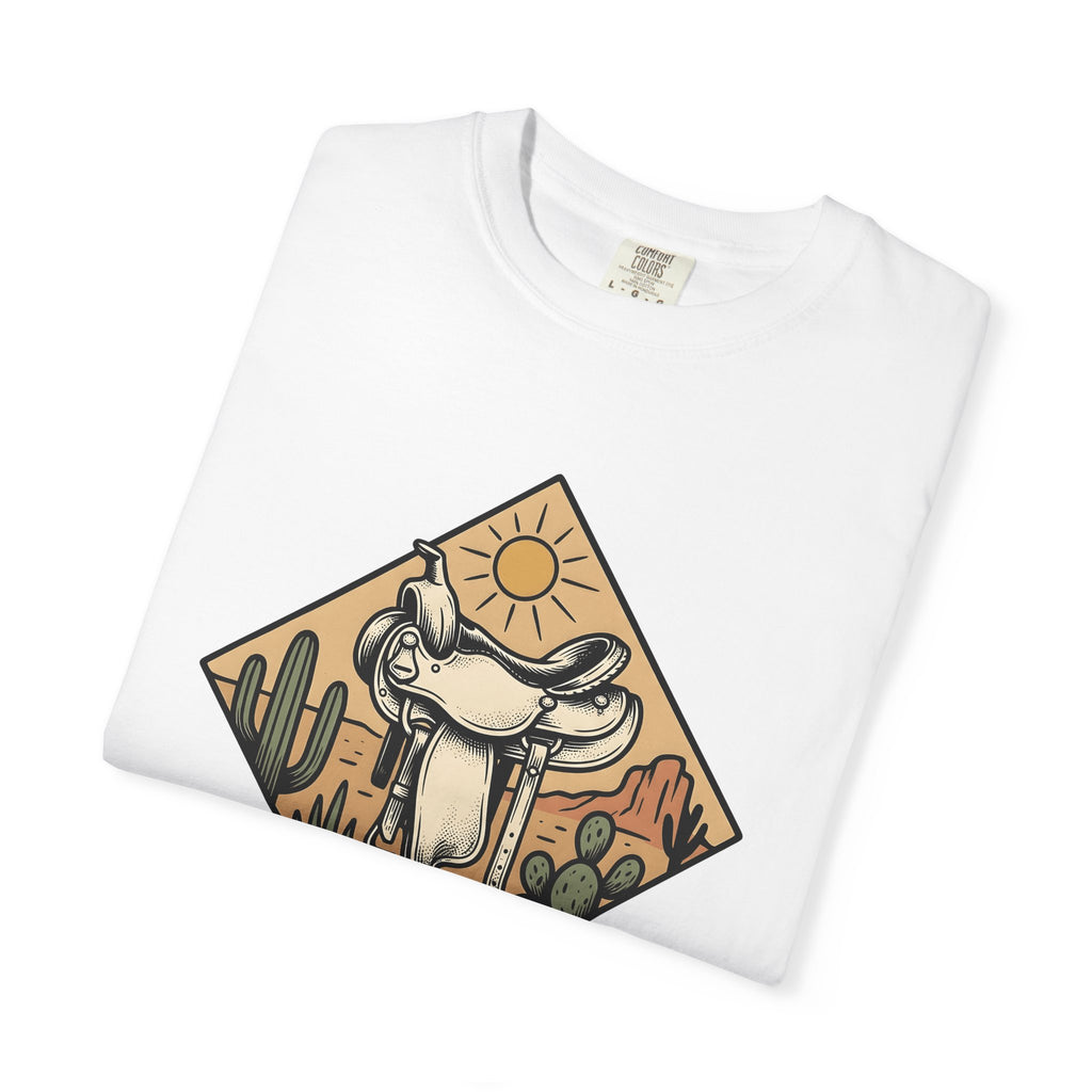 Leather Saddle Shirt Cowgirl Cowboy Gift Women Classic Tee Saddle T-Shirt Rodeo Fan Western Tshirt Cowboy Graphic Line Art Succulents Tshirt