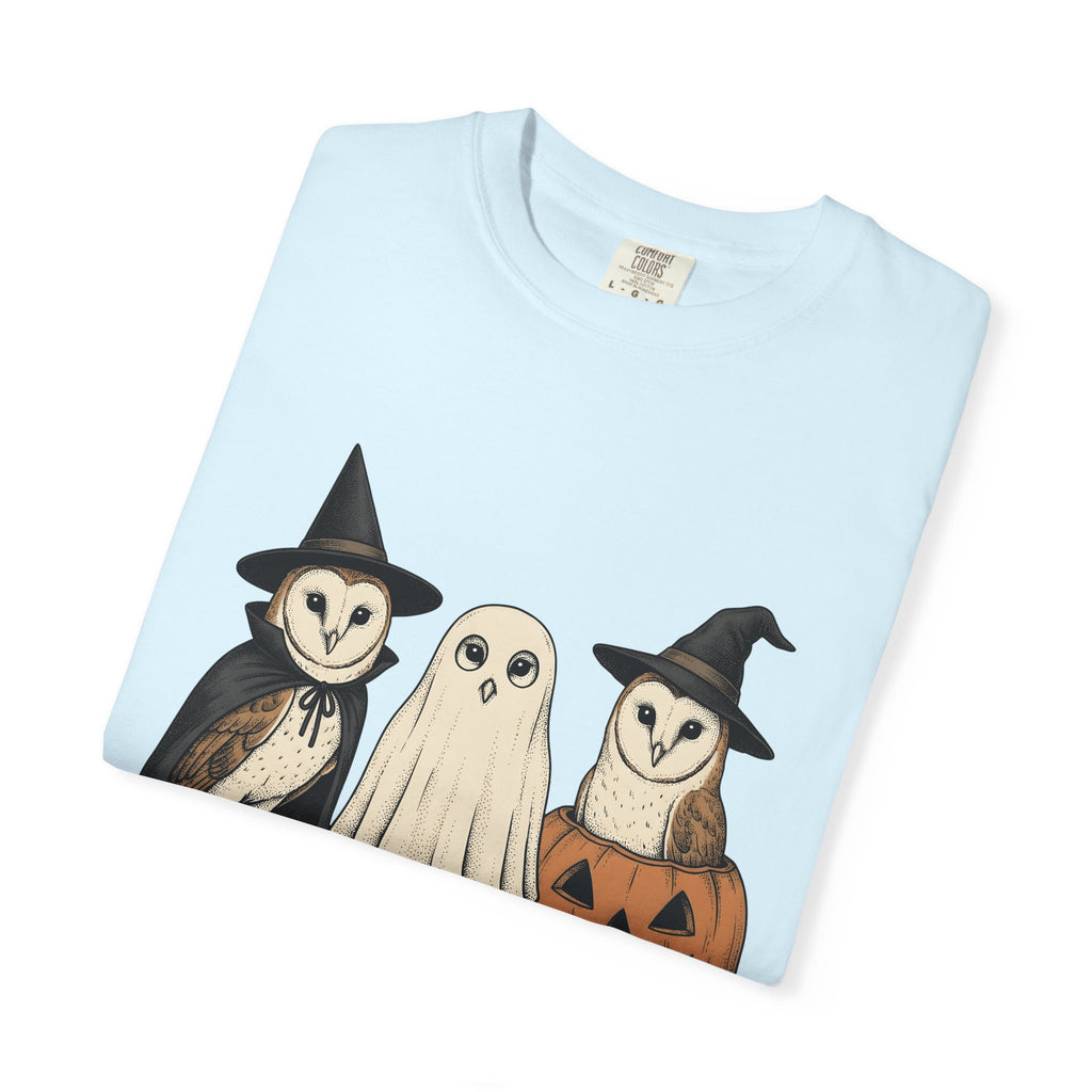 Owl Outfit Shirt Halloween Wildlife Gift Women Retro Tee Hoot T-Shirt Halloween Fan Vintage Tshirt Animal Graphic Sketch Jack-O'-Lantern