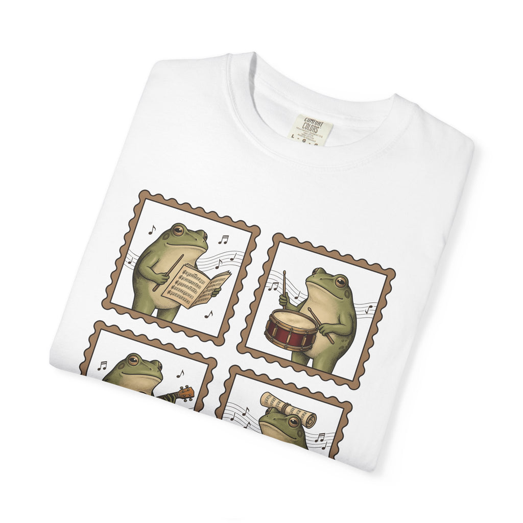 Frog Players Shirt Music Critters Gift Women Sketch Tee Toad T-Shirt Music Fan Drawing Tshirt Antique Melody Signs Tshirt