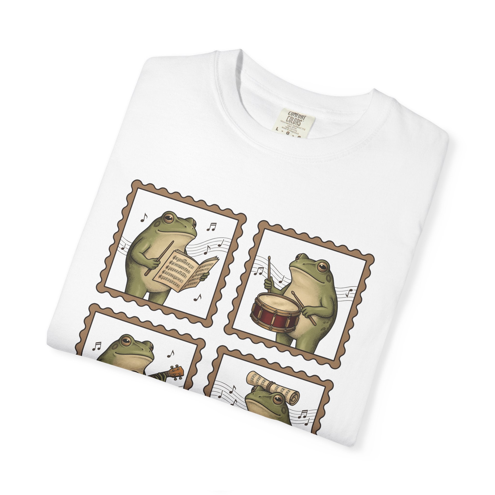 Frog Players Shirt Music Critters Gift Women Sketch Tee Toad T-Shirt Music Fan Drawing Tshirt Antique Melody Signs Tshirt