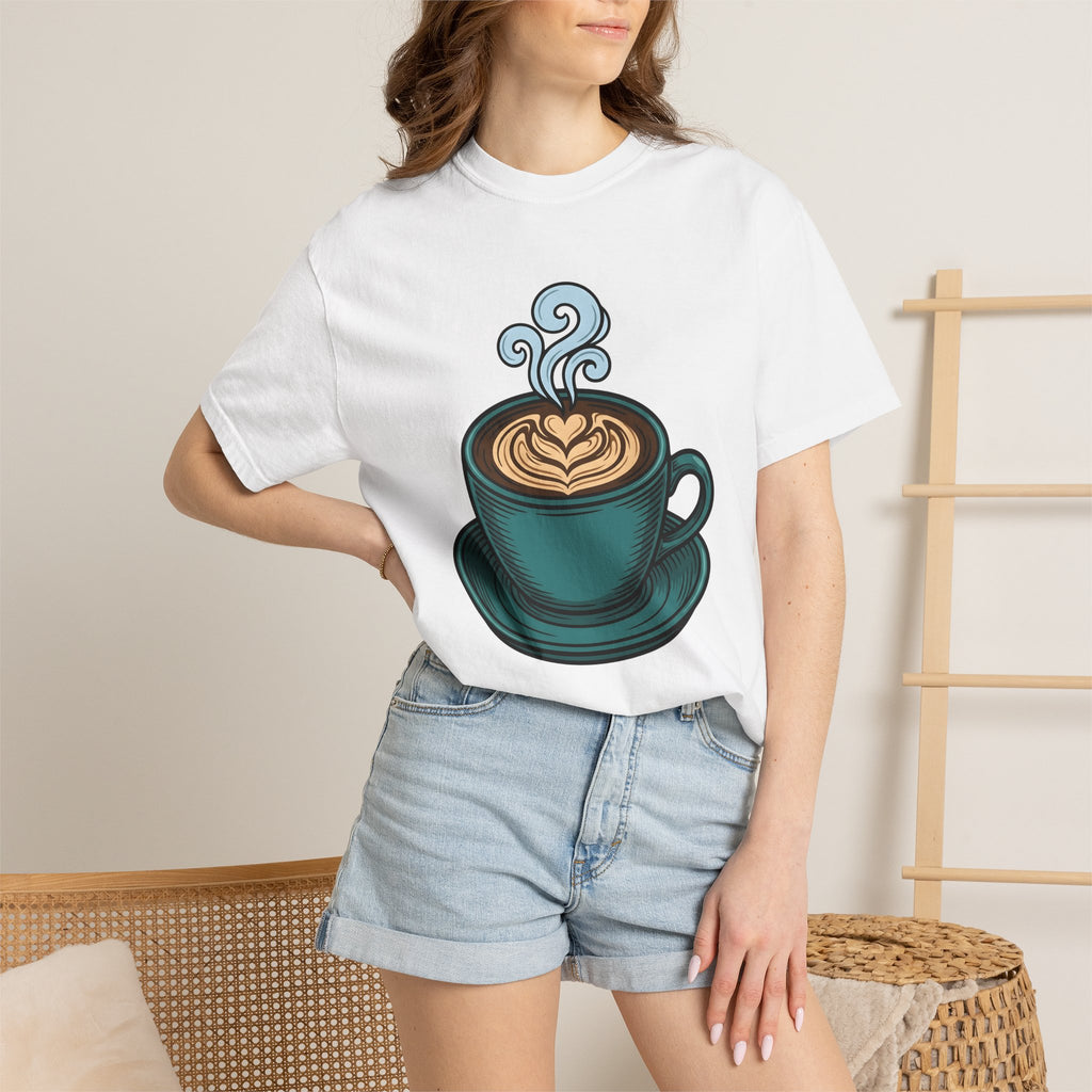 Coffee Cup Shirt Coffee Foodie Gift Women Hand Drawn Tee Mug T-Shirt Coffee Fan Coffee Cup Illustration Design Vintage Latte Art Tshirt