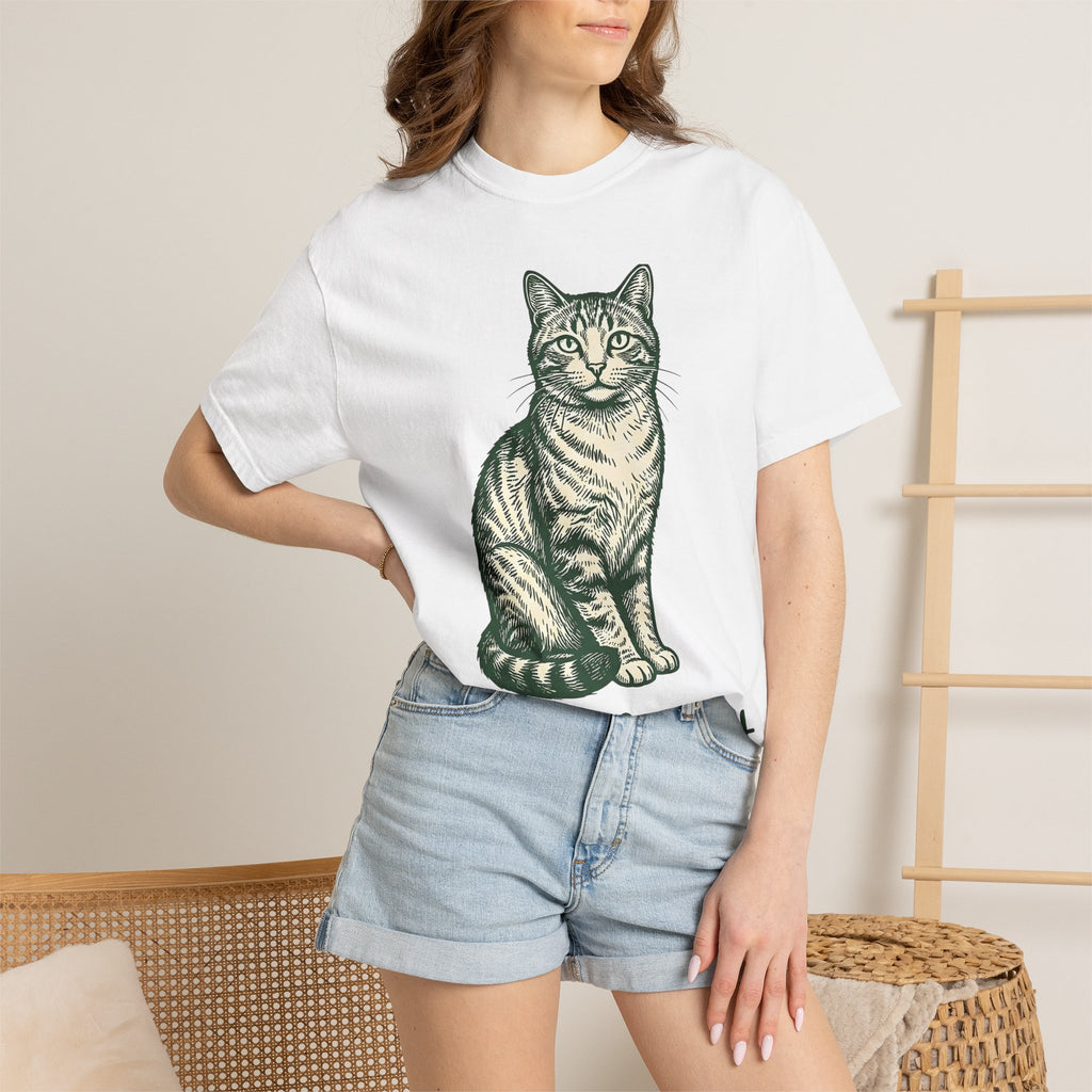 Orange Cat Shirt Cat Wildlife Gift Women Retro Tee Kitty T-Shirt Cat Fan Vintage Tshirt Wildlife Graphic Doodle Tiger Stripes Tshirt
