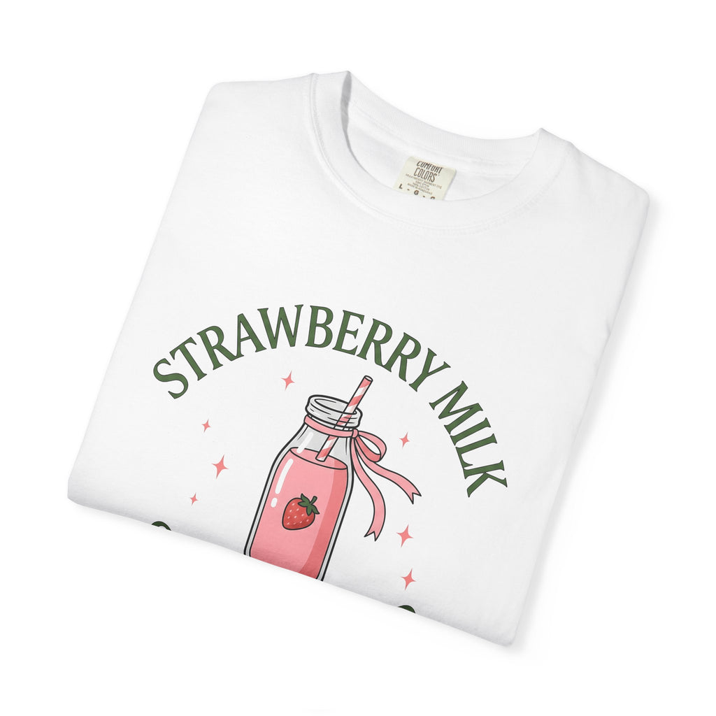 Strawberry Milk Bottle Shirt Desserts Beverage Gift Women Kawaii Tee Milk Bottle T-Shirt Dessert Fan Cute Tshirt Drink Graphic Retro Pink