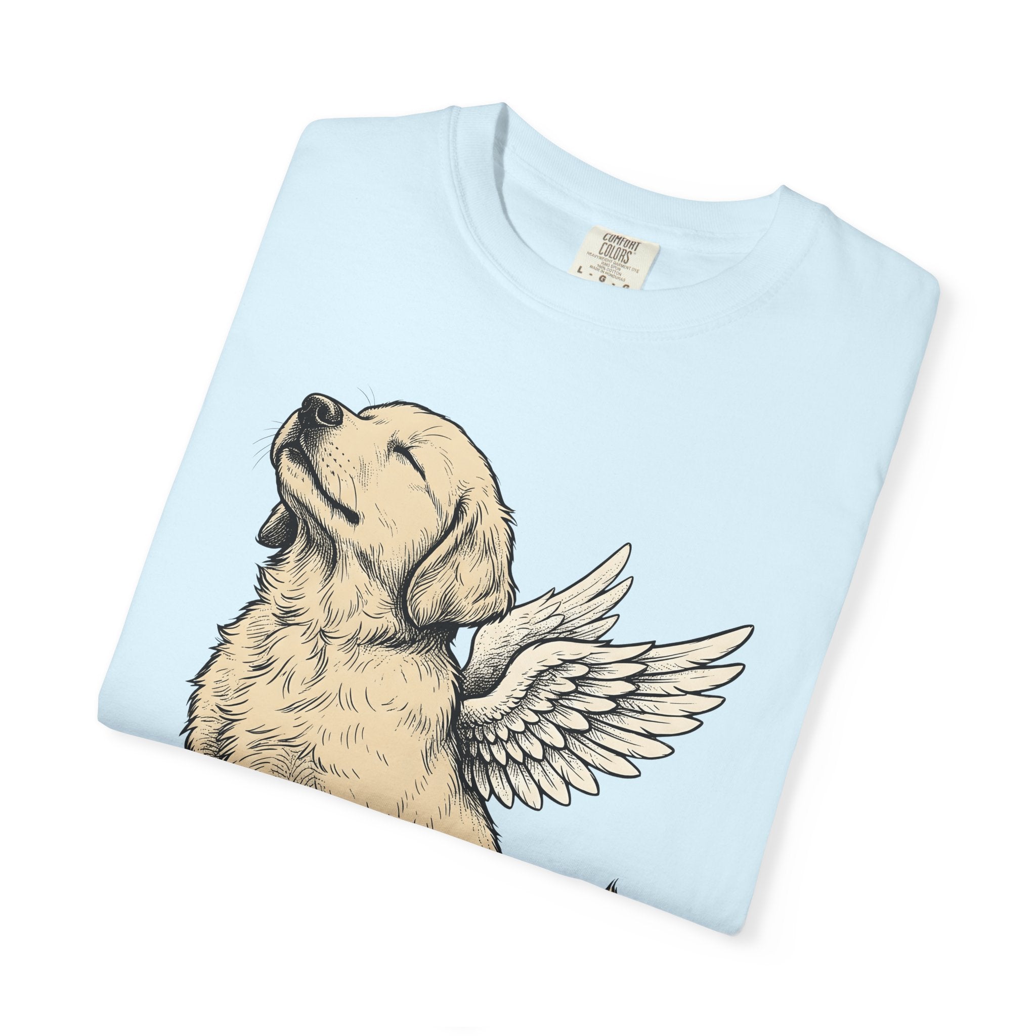 Angel Dog Shirt Dog Angel Gift Women Hand Drawn Tee Puppy T-Shirt Dog Fan Canine Tshirt Spiritual Graphic Vintage Wings Tshirt