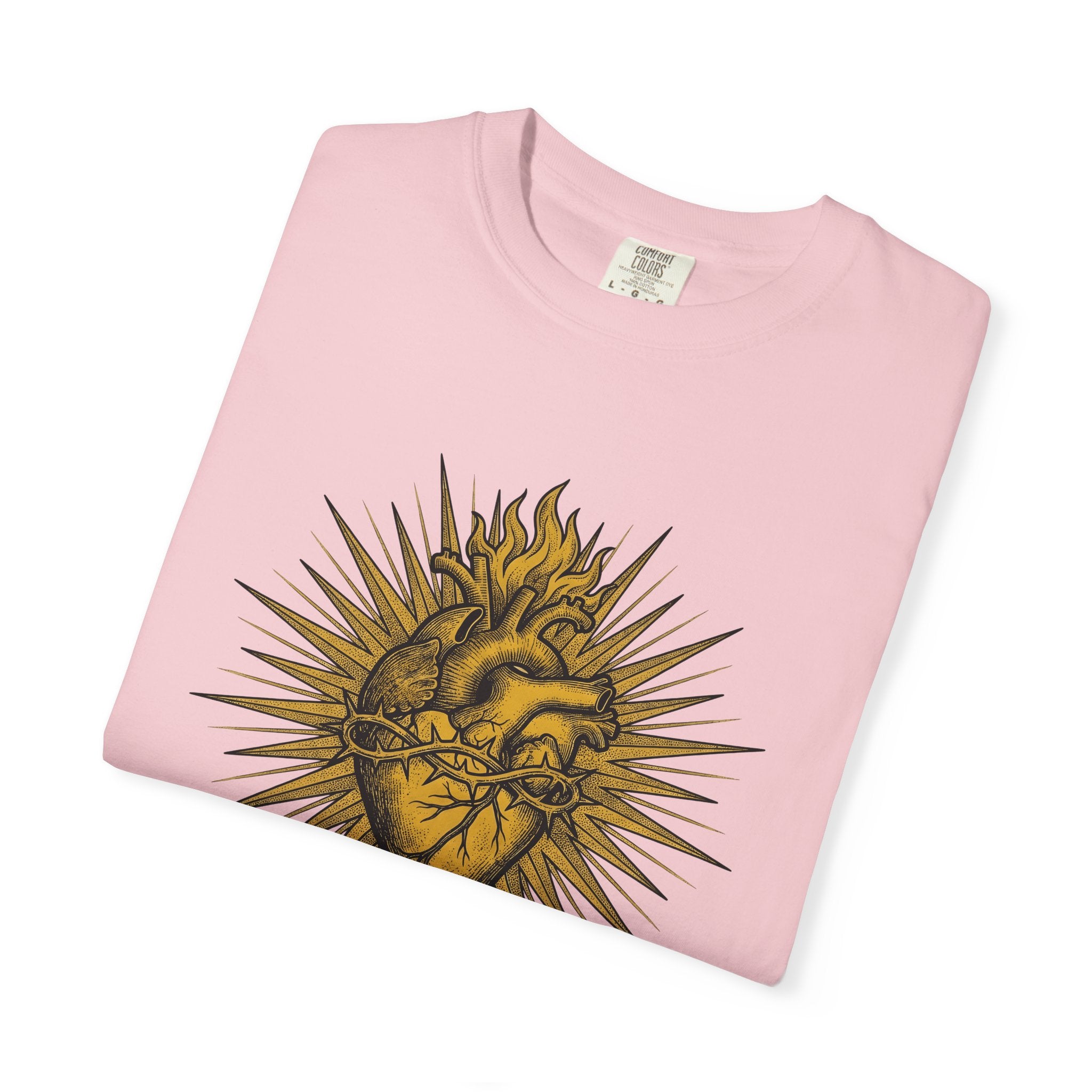 Sacred Heart Shirt Sacred Heart Spiritual Gift Women Tattoo Tee Heart T-Shirt Mystic Enthusiast Tattooed Tshirt Spiritual Design Vintage