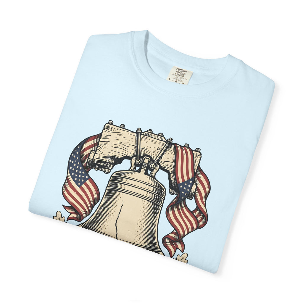 Independence Bell Shirt 4th Of July Freedom Gift Women Line Art Tee Liberty Bell T-Shirt Patriot Fan Independence Graphic Freedom