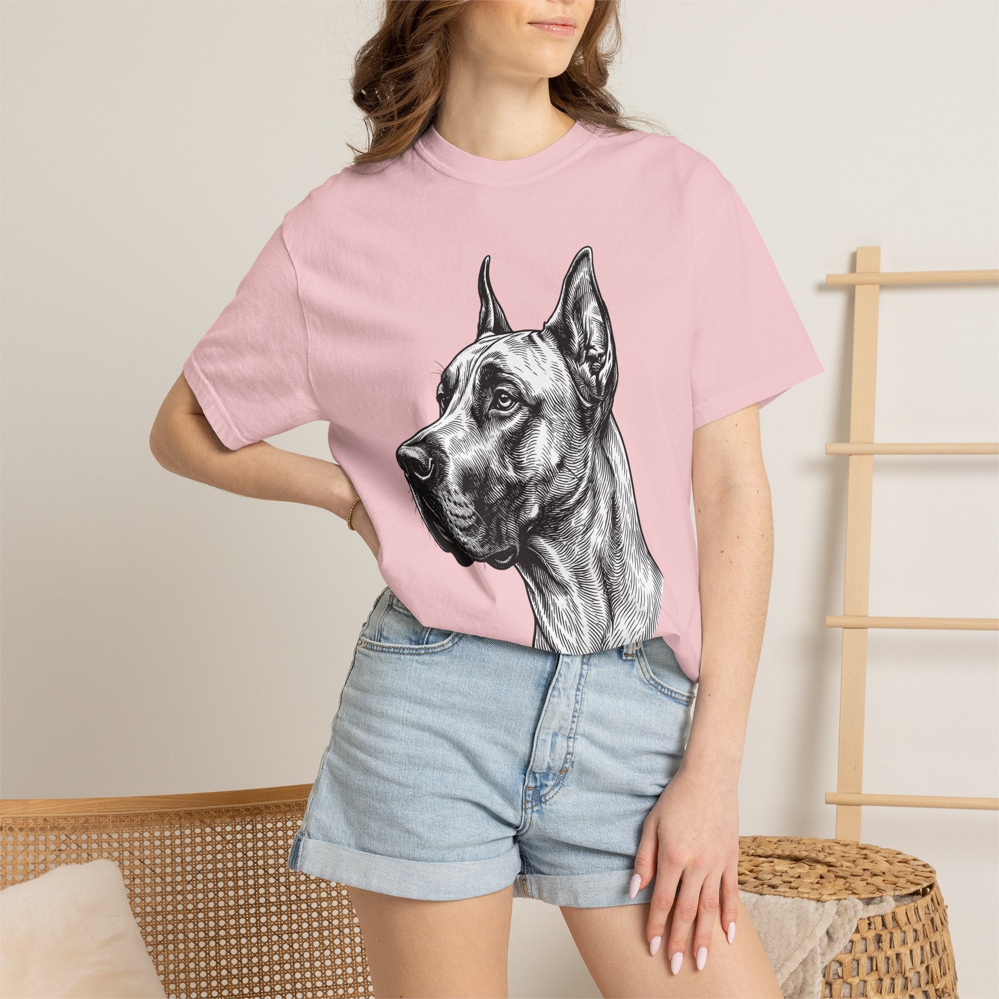 Great Dane Dog Shirt Dog Animals Gift Women Sketch Tee Dane T-Shirt Dog Fan Puppy Tshirt Creature Graphic Retro Dog Face Tshirt