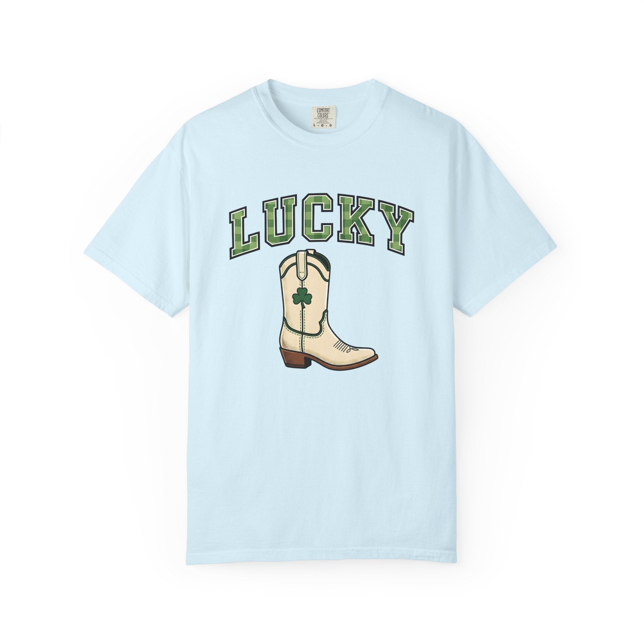 Cowboy Boot Shirt St Patrick's Day Western Gift Women Bold Graphic Tee Boot T-Shirt Irish Fan Graphic Tshirt Rodeo Graphic Vintage Shamrock