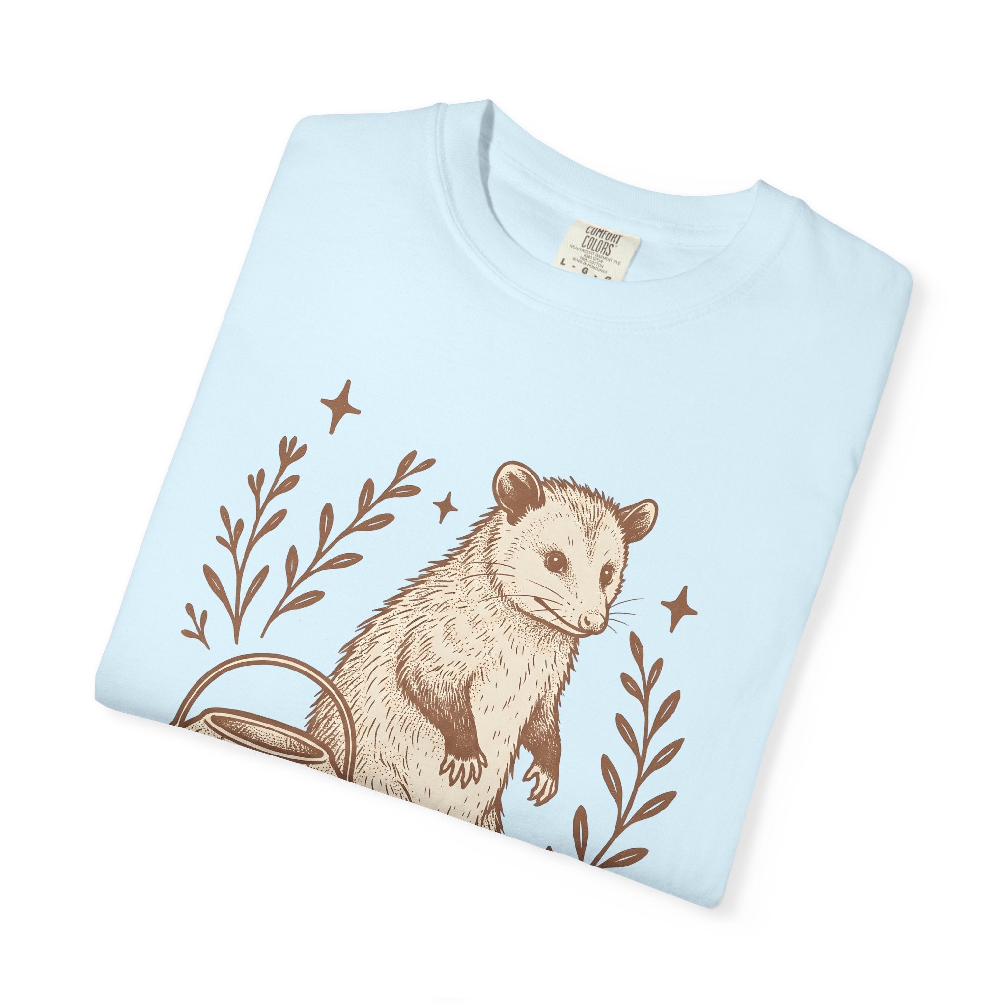 Opossum Pumpkin Shirt Halloween Wildlife Gift Women Sketch Tee Possum T-Shirt Horror Fan Drawing Graphic Tshirt Retro Star Shapes Tshirt