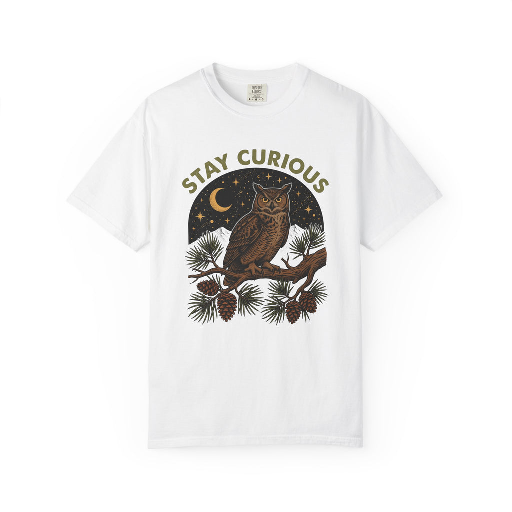 Owl Graphic Shirt Nature Woodland Gift Women Vintage Tee Hoot Owl T-Shirt Outdoors Enthusiast Retro Tshirt Forest Graphic Hand Drawn