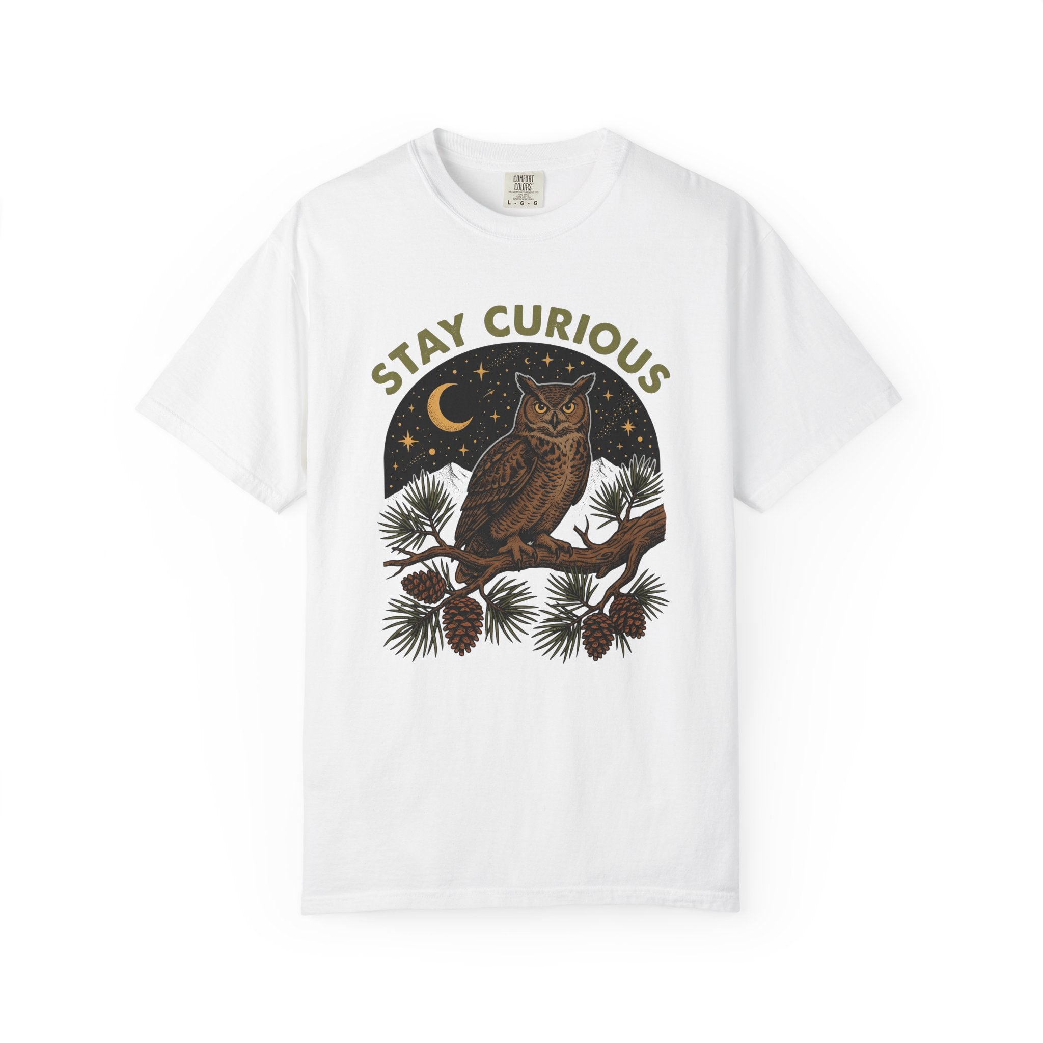 Owl Graphic Shirt Nature Woodland Gift Women Vintage Tee Hoot Owl T-Shirt Outdoors Enthusiast Retro Tshirt Forest Graphic Hand Drawn