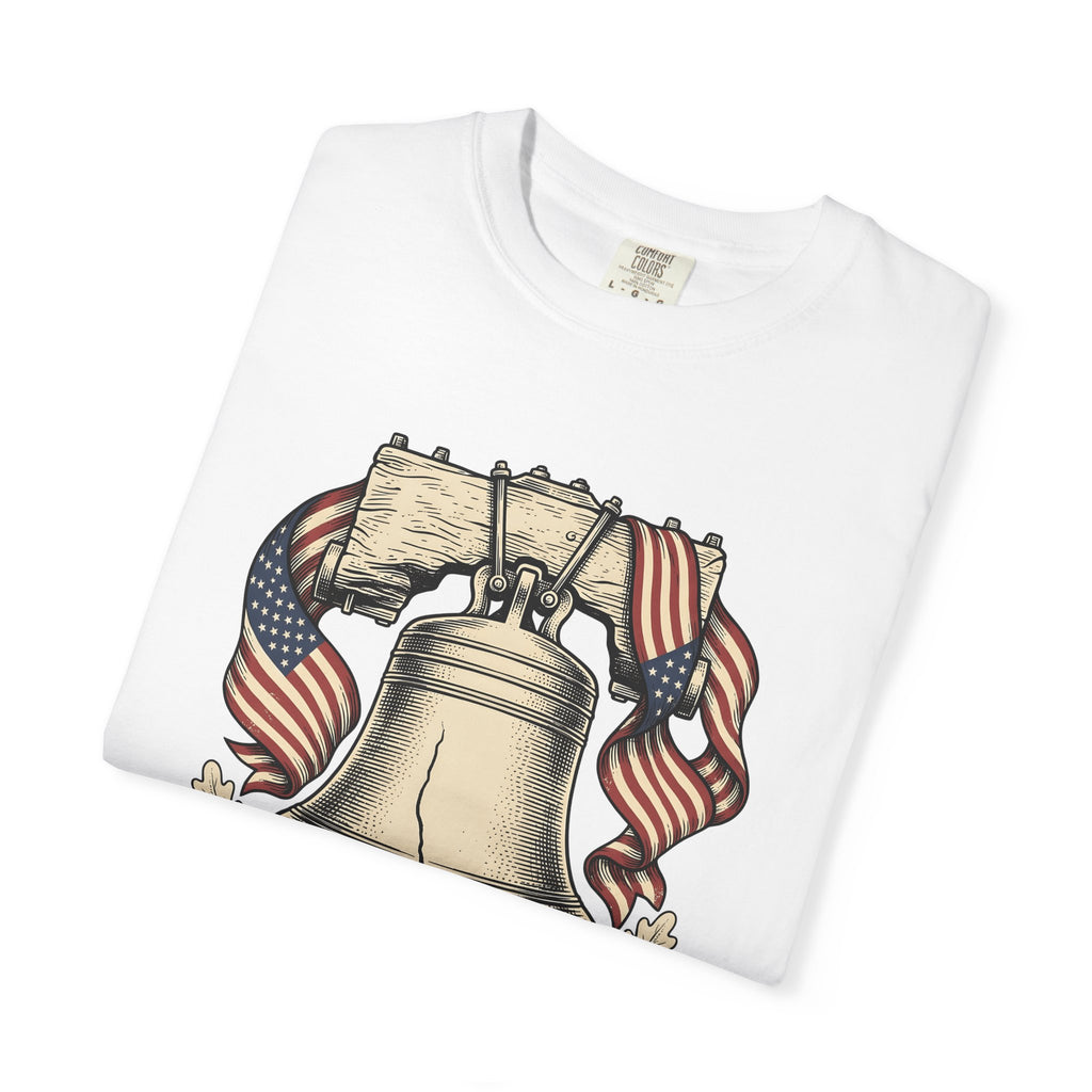 Independence Bell Shirt 4th Of July Freedom Gift Women Line Art Tee Liberty Bell T-Shirt Patriot Fan Independence Graphic Freedom