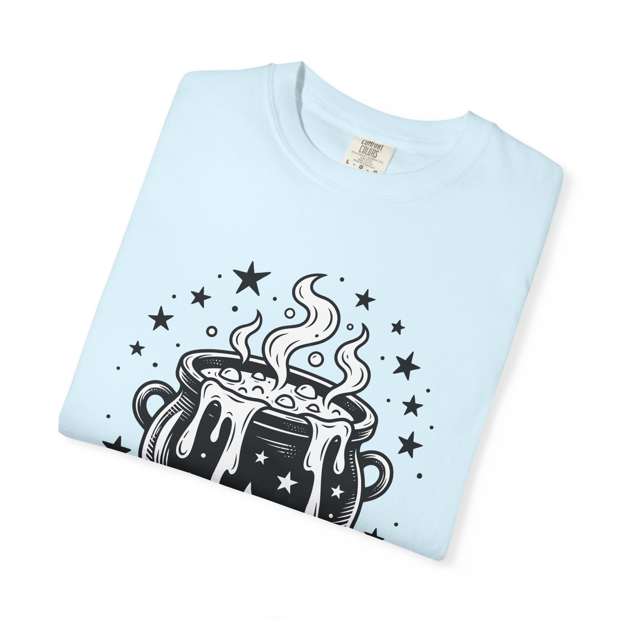 Witch Cauldron Shirt Halloween Witch Gift Women Hand Drawn Tee Cauldron T-Shirt Horror Fan Boho Graphic Tshirt Vintage Stars Tshirt