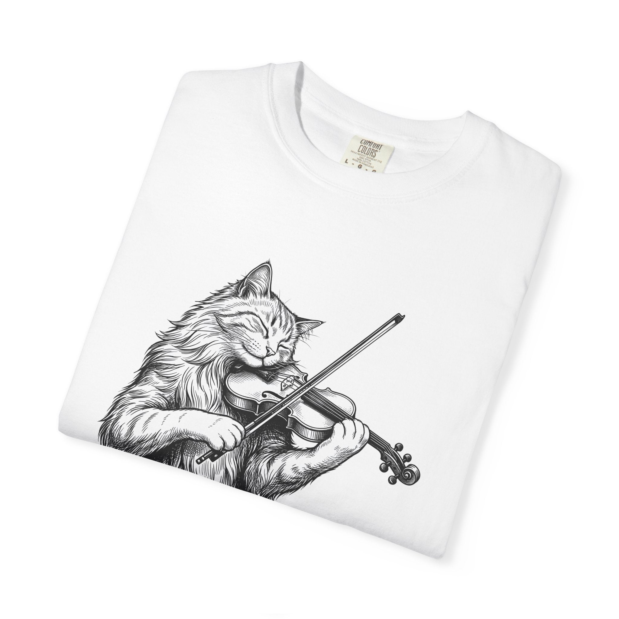 Pussycat Viola Shirt Cat Tunes Gift Women Doodle Tee Kitten T-Shirt Cat Fan Kitty Tshirt Melody Graphic Classic Acoustic Instrument Tshirt