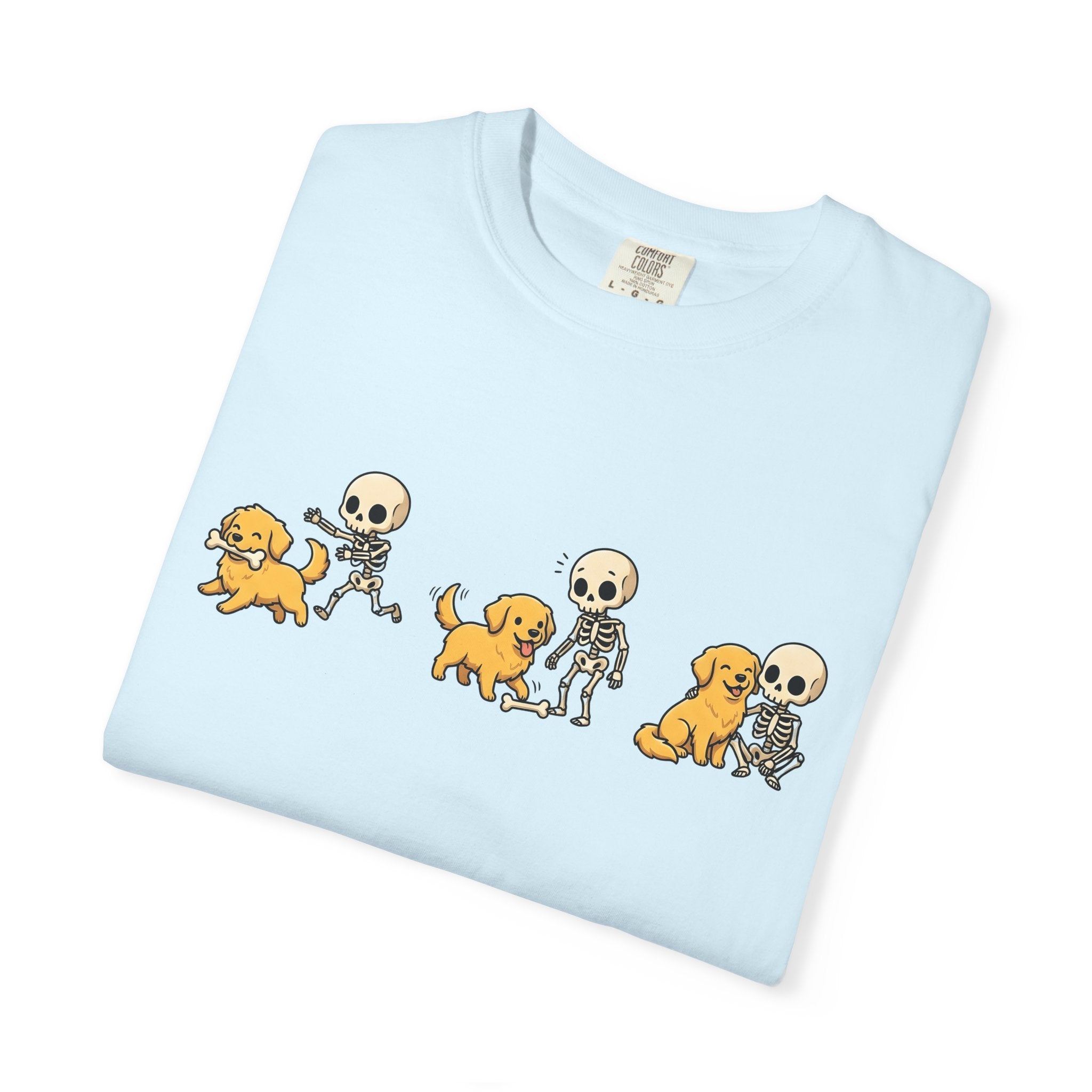 Canine Skeleton Shirt Halloween Pets Gift Women Doodle Tee Dog Skeleton T-Shirt Spooky Fan Dog Graphic Dog Illustration Whimsical Bone