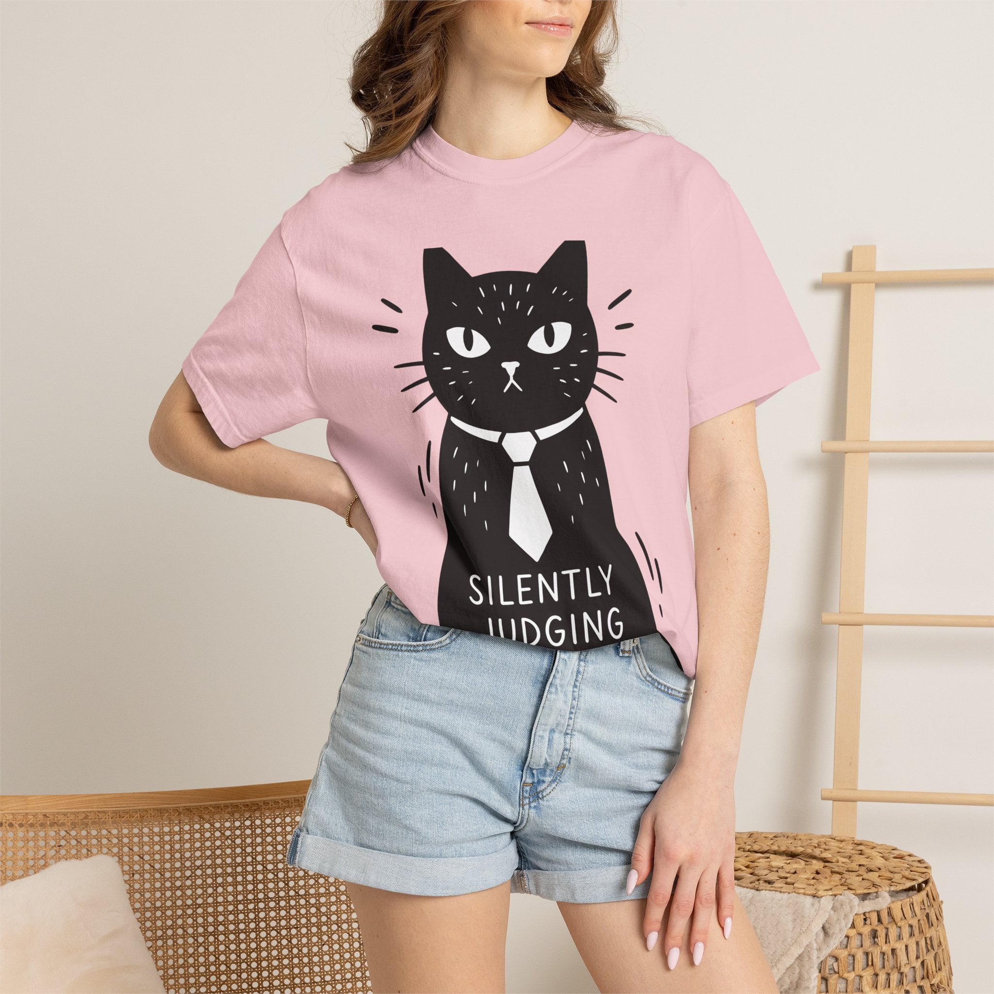 Black Cat Shirt Cat Jokes Gift Women Comic Tee Kitty T-Shirt Cat Fan Cartoon Tshirt Humor Graphic Simple Tie Tshirt