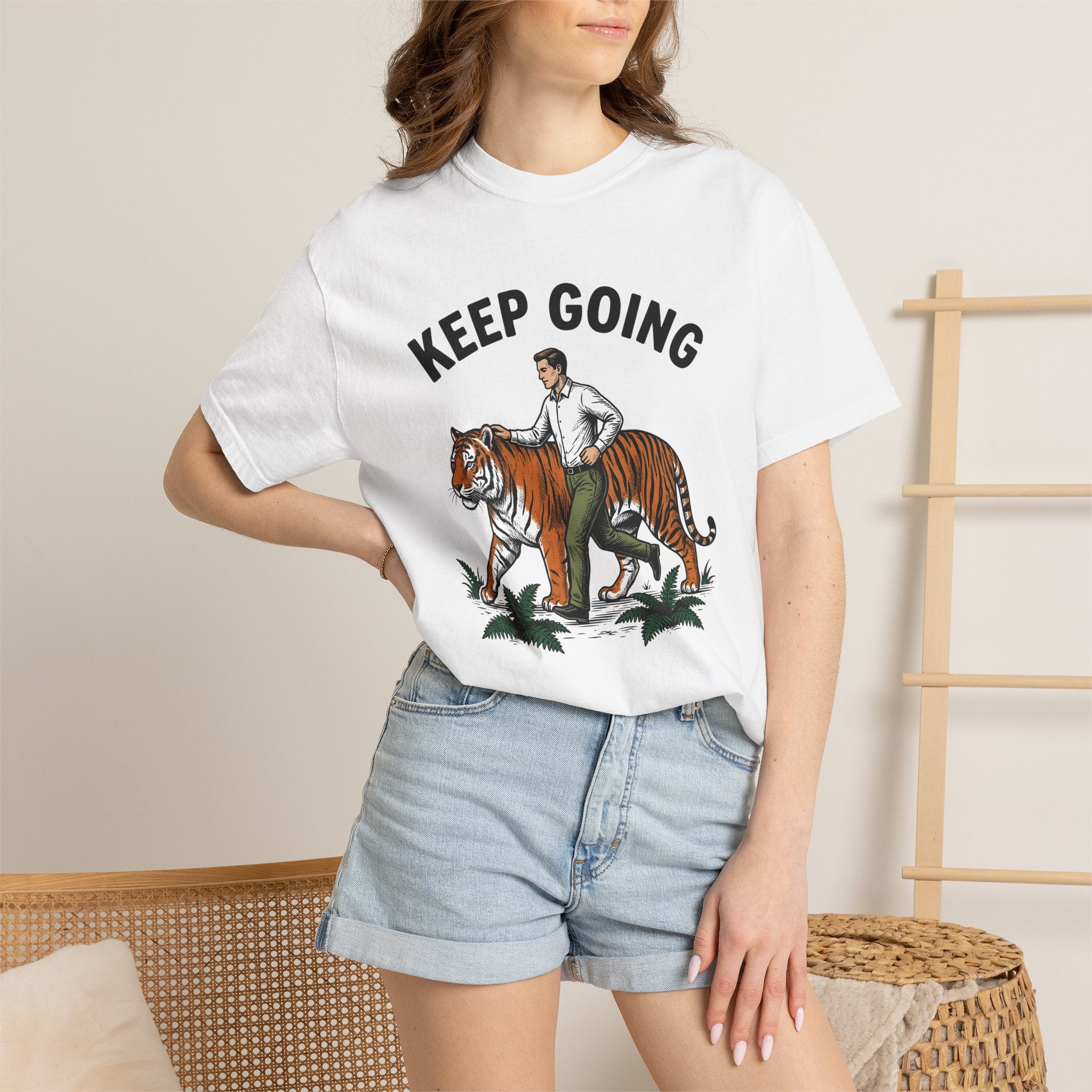 Dude Tiger Shirt Motivational Critter Gift Women Antiqued Tee Tiger T-Shirt Inspirational Enthusiast Vintage Tshirt Animal Graphic Pencil