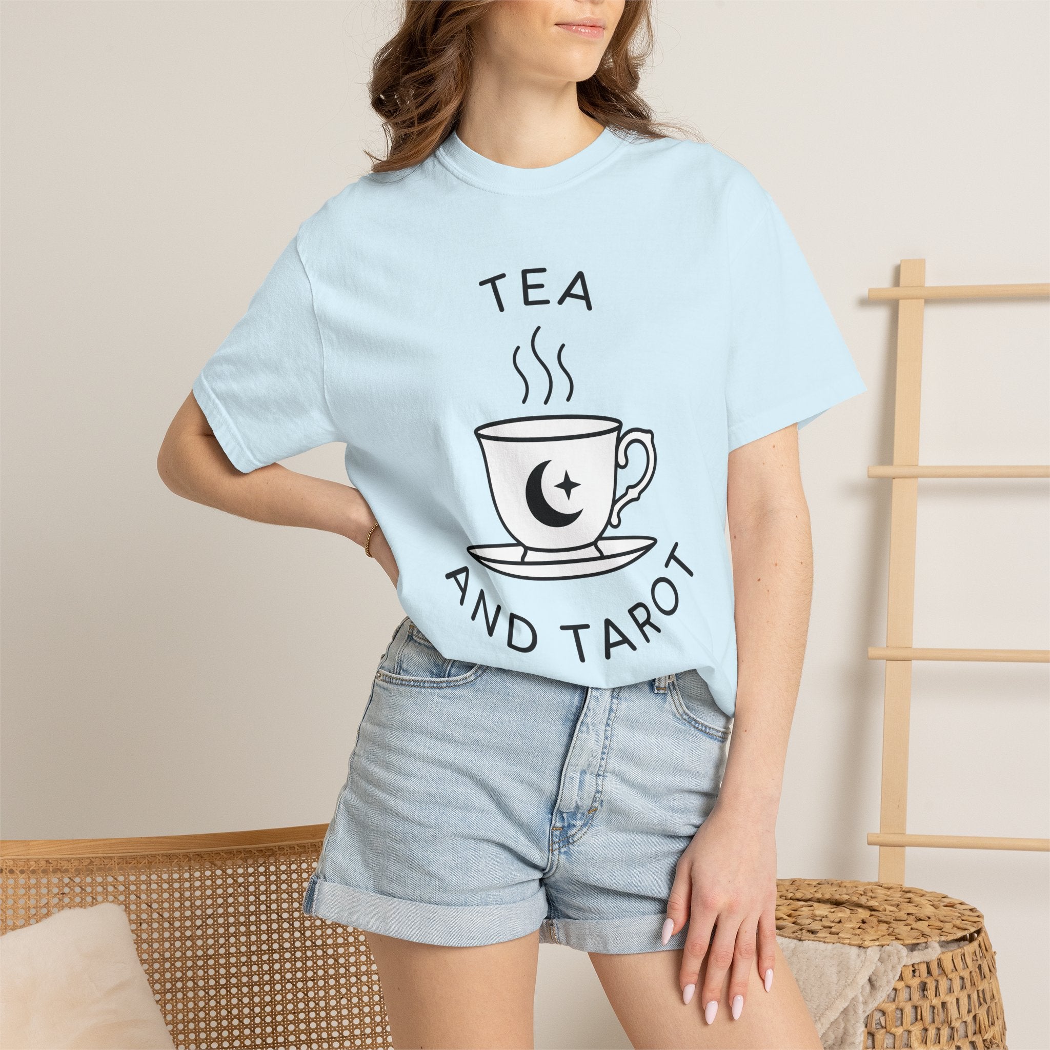 Tea Cup Shirt Tea Witchcraft Gift Women Minimalist Tee Mug T-Shirt Tea Enthusiast Simple Tshirt Occult Graphic Vintage Crescent Moon Tshirt