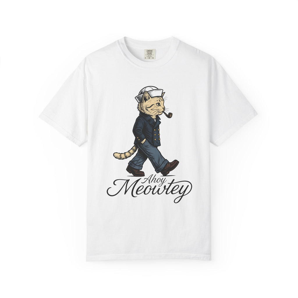 Sailor Cat Shirt Cat Humor Gift Women Vintage Tee Kitty Cat T-Shirt Feline Fan Retro Tshirt Funny Graphic Hand Drawn Pipe Tshirt