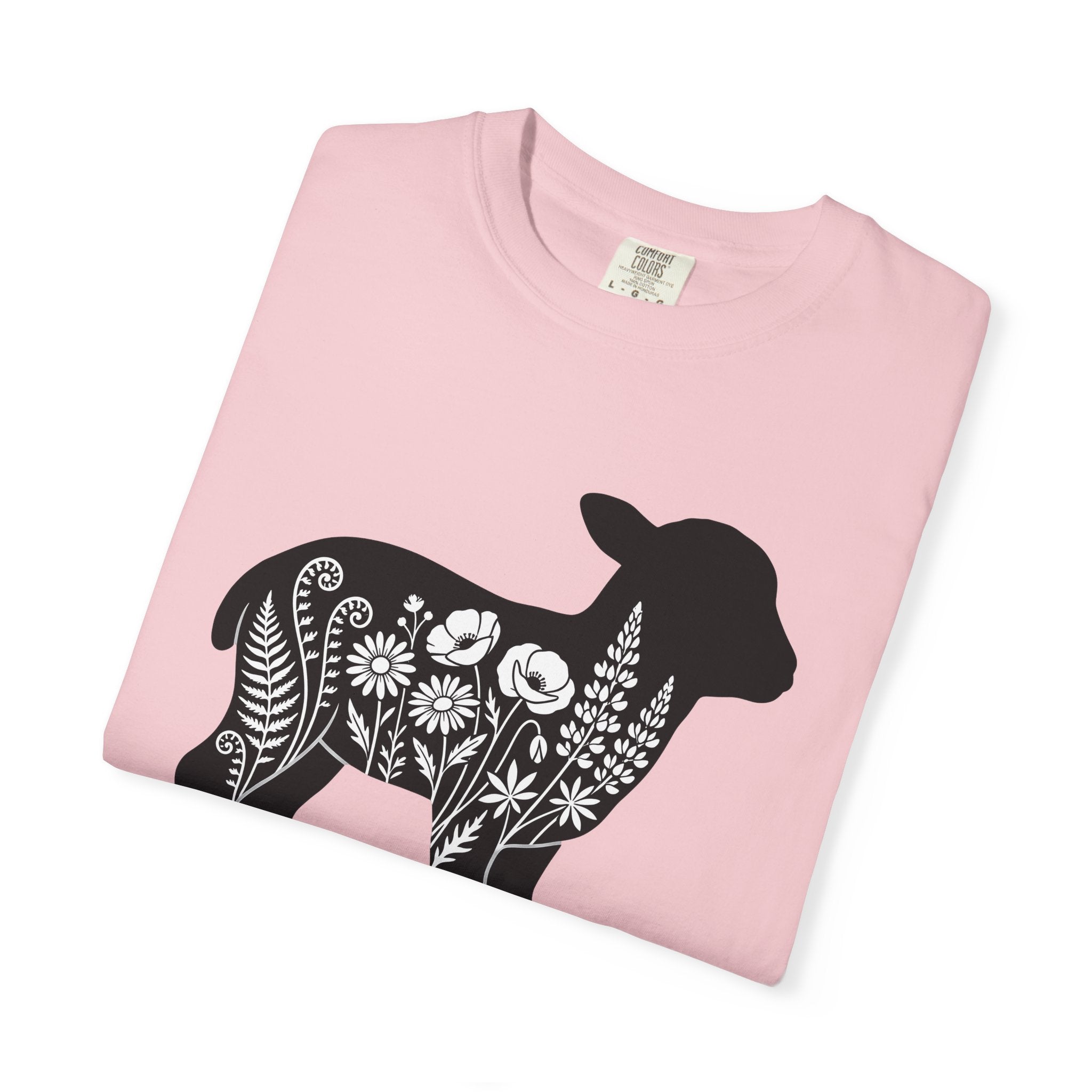 Lamb Flower Shirt Easter Nature Gift Women Shadow Tee Lambs T-Shirt Spring Fan Silhouette Tshirt Environmental Graphic Clean Meadow Flowers