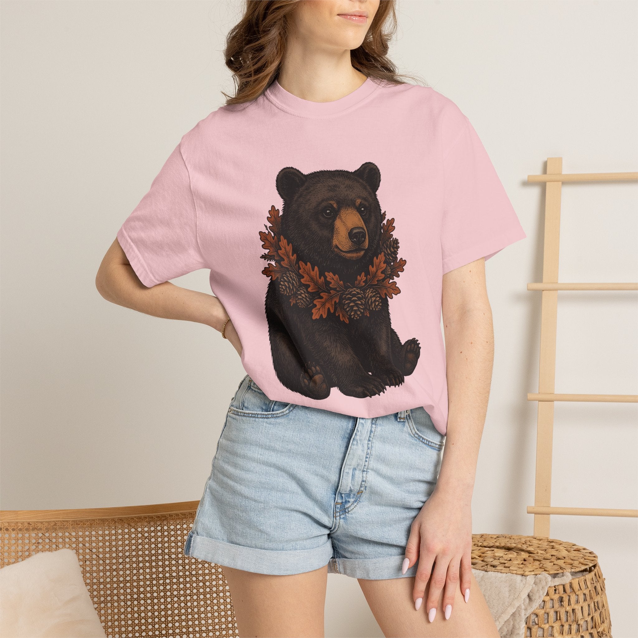 Baby Bear Shirt Animals Forest Gift Women Sketch Tee Cub T-Shirt Wildlife Fan Bear Drawing Woods Graphic Classic Cone Tshirt