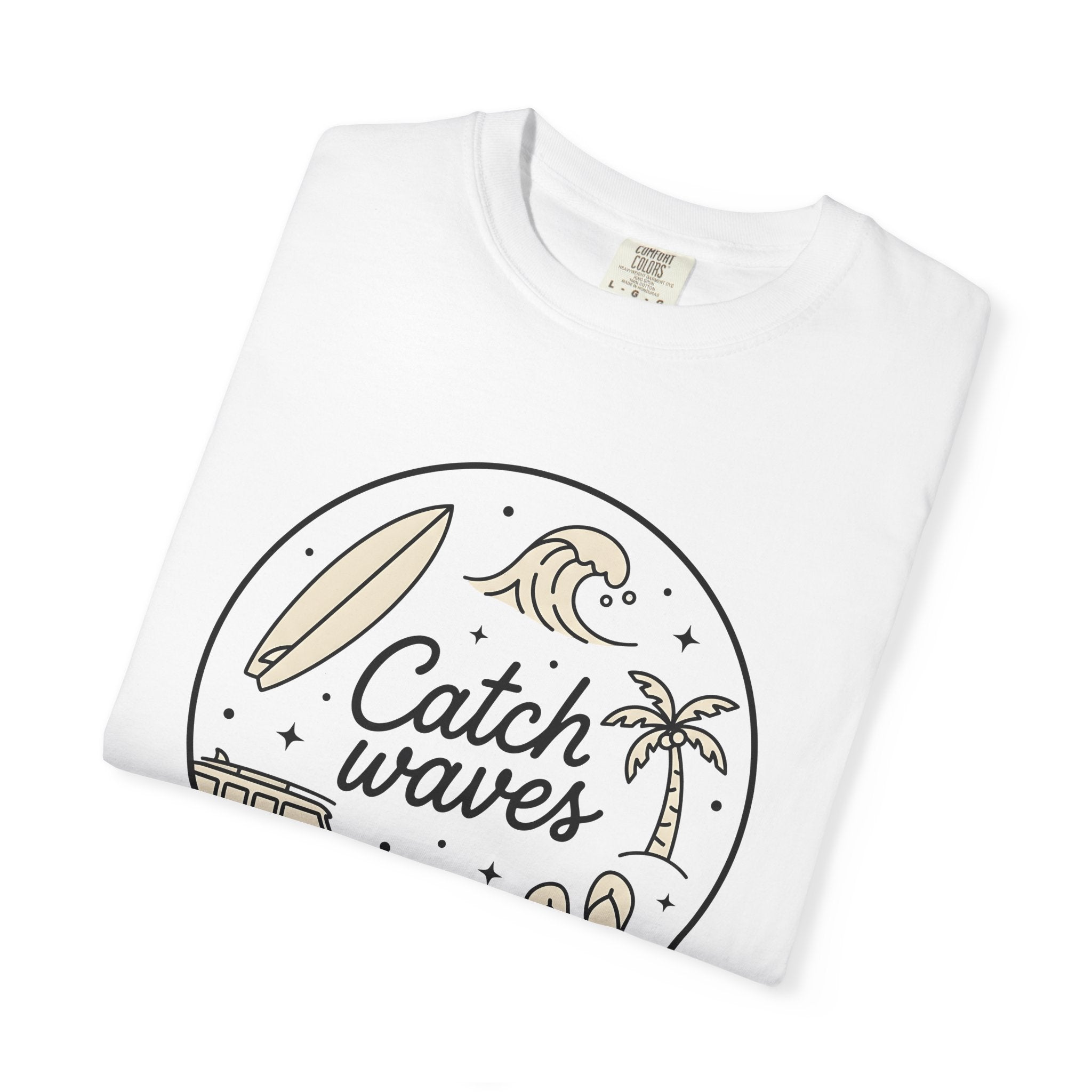 Surfboard Wave Shirt Surfing Beach Gift Women Line Art Tee Wave T-Shirt Surfer Fan Coastal Graphic Illustration Simple Drawing Minimalist
