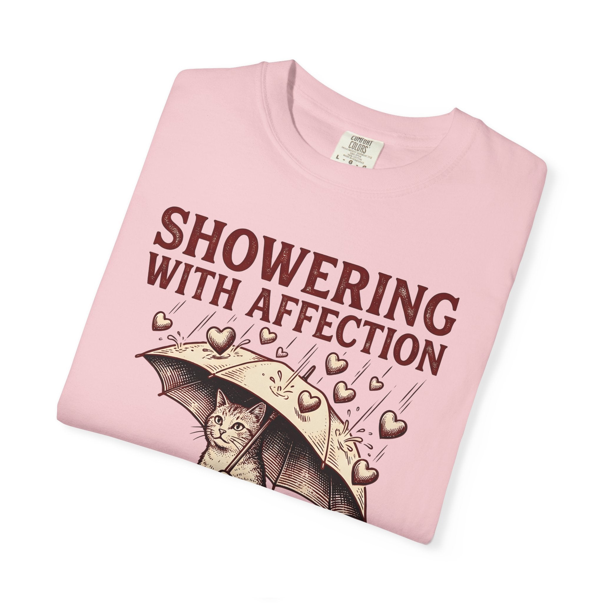 Cat Umbrella Shirt Cat Humor Gift Women Vintage Tee Parasol T-Shirt Feline Fan Retro Tshirt Funny Graphic Hand Drawn Hearts Tshirt