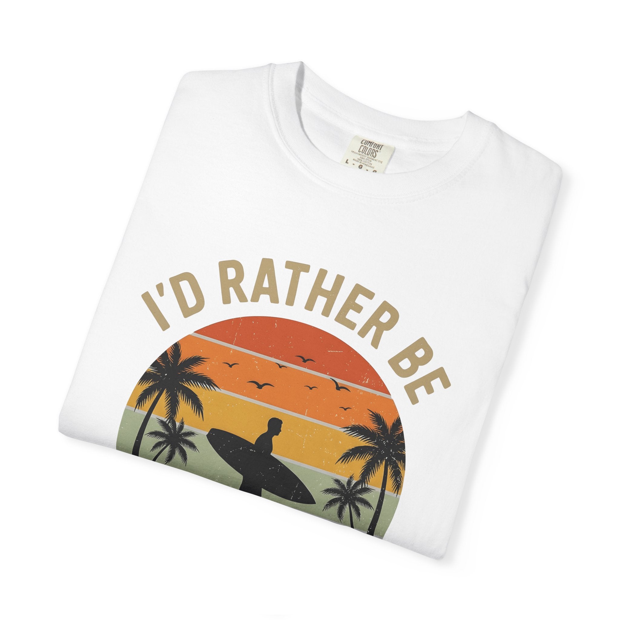 Surfer Outline Shirt Surfing Shore Gift Women Classic Tee Surfer T-Shirt Surf Enthusiast Retro Tshirt Beach Graphic Throwback Coconut Trees