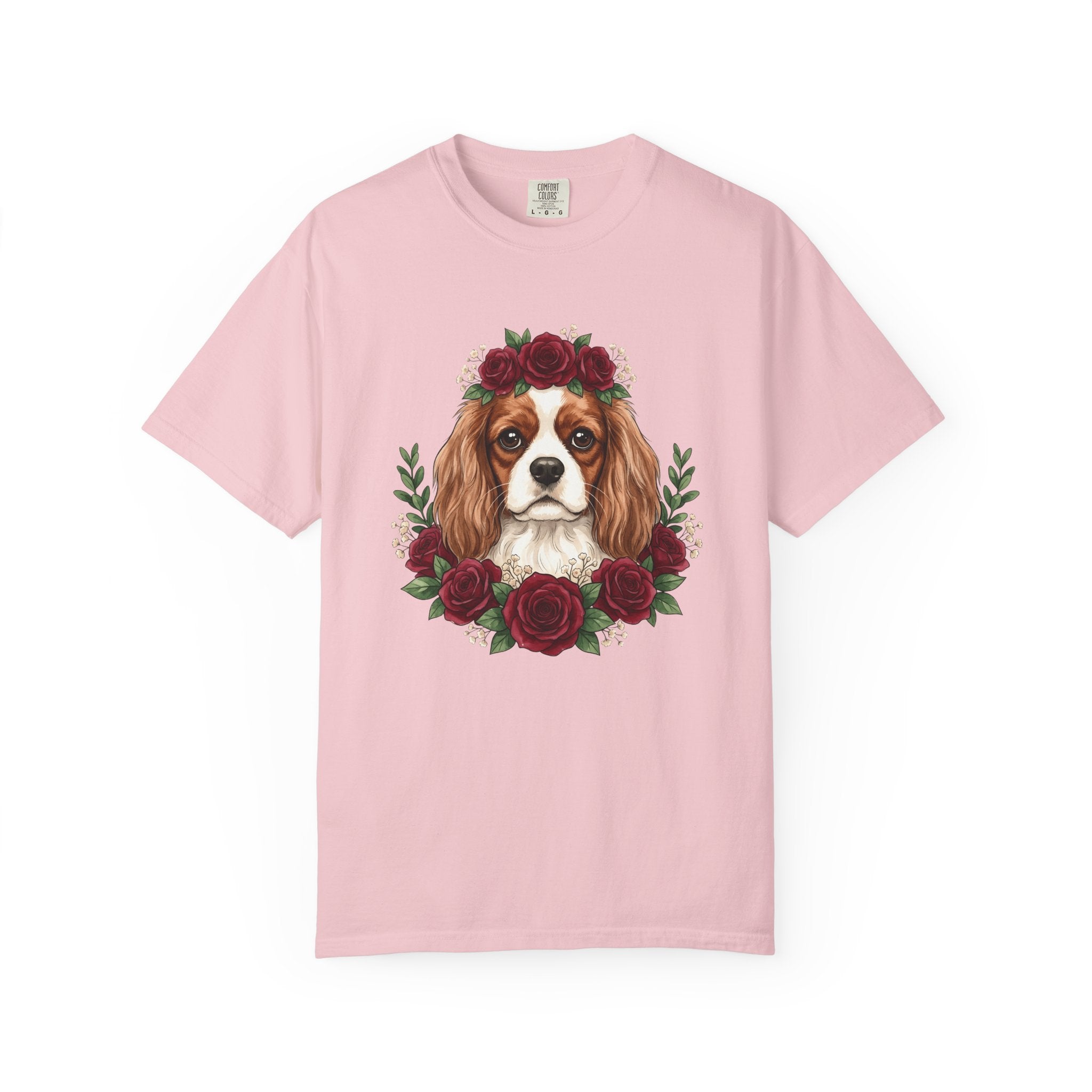 Cavalier King Charles Spaniel Shirt Dog Petals Gift Women Flower Art Tee Spaniel T-Shirt Dog Fan Floral Tshirt Floral Graphic Paint Blossom