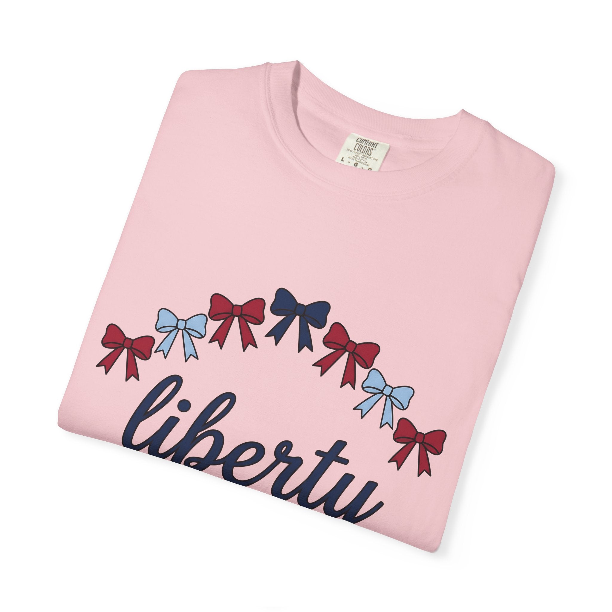 Usa Bows Shirt America Seasonal Gift Women Simple Tee Ribbons T-Shirt American Fan Ribbon Tshirt Holiday Graphic Vintage Cursive Font Tshirt