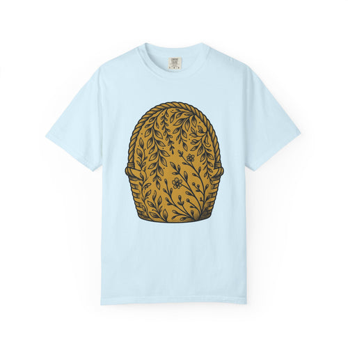 Basket Graphic Shirt Easter Spring Gift Women Botanical Tee Hamper T-Shirt Easter Fan Floral Illustration Graphic Hand Drawn Floral Tshirt