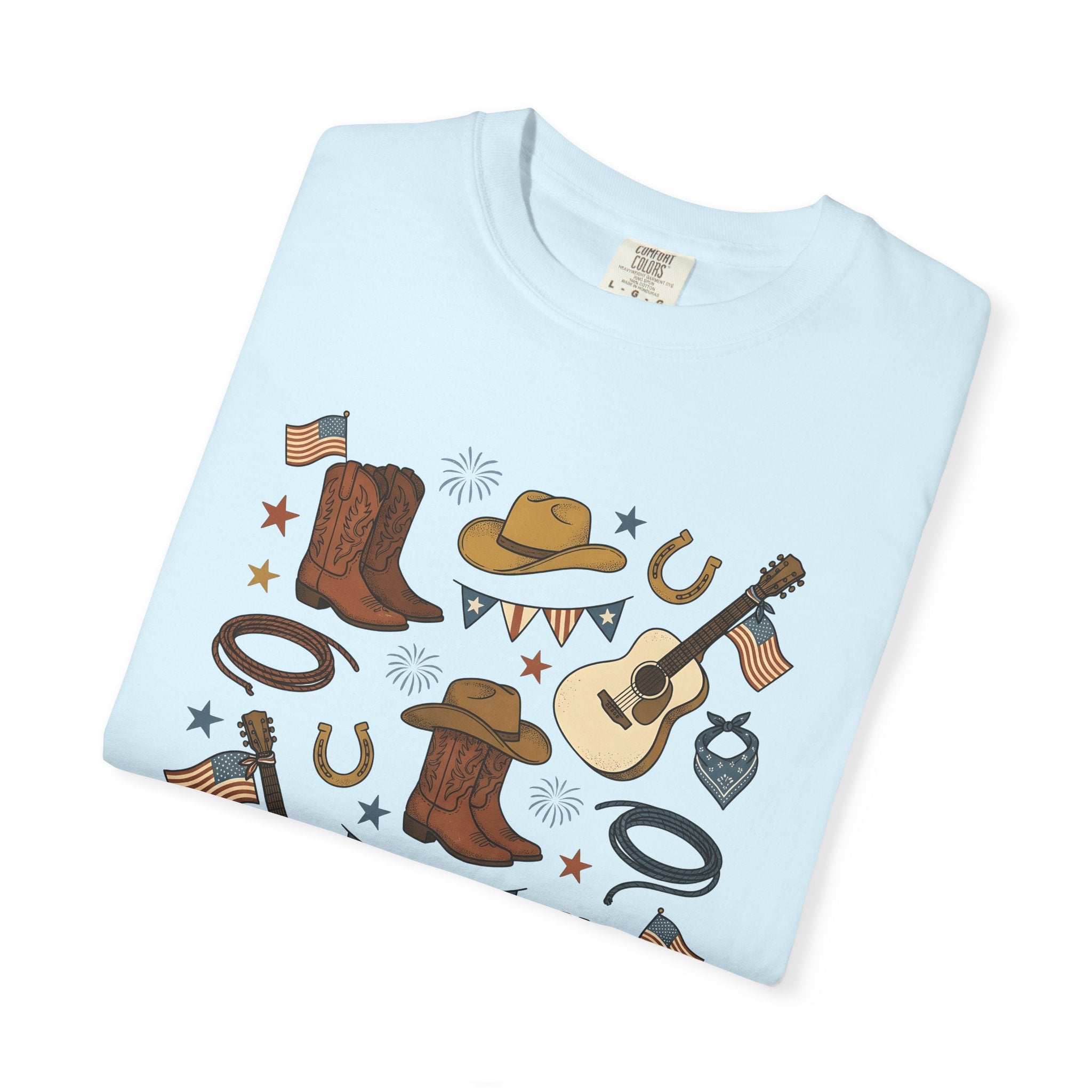 Cowboy Western Shirt America Cowboy Gift Women Antique Tee Rodeo T-Shirt American Fan Western Tshirt Cowboy Graphic Doodle Flag Design