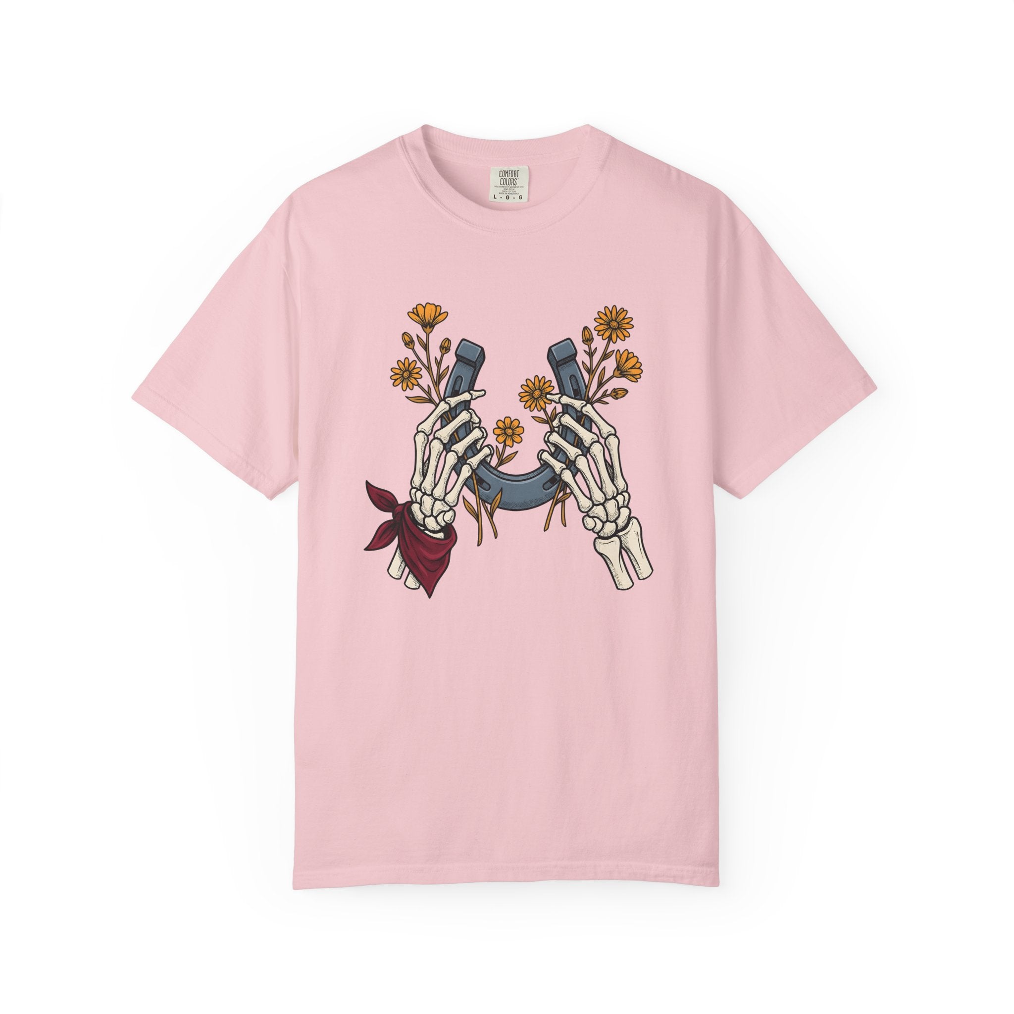 Bone Hands Horseshoe Shirt Cowgirl Ranch Gift Women Neo Traditional Tee Skeletal Hand T-Shirt Cowboy Fan Western Tshirt Farm Graphic Classic