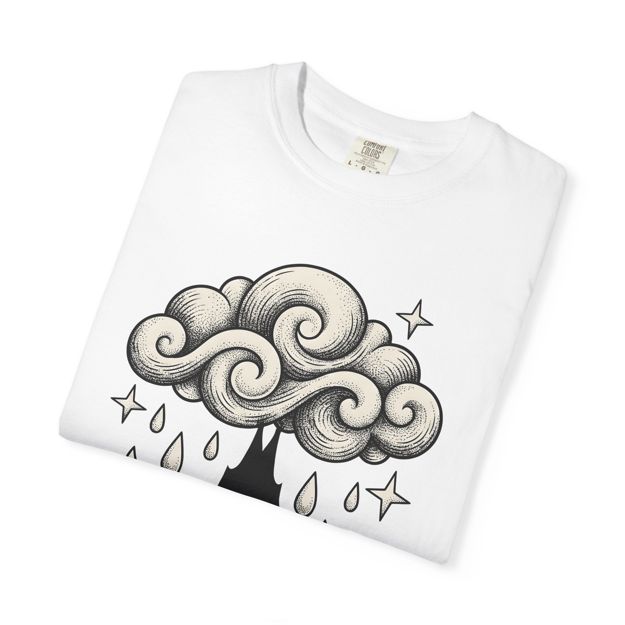 Bat Cloud Shirt Boho Chic Supernatural Gift Women Cartoon Tee Storm Cloud T-Shirt Bohemian Fan Comic Tshirt Paranormal Graphic Faded Glitter
