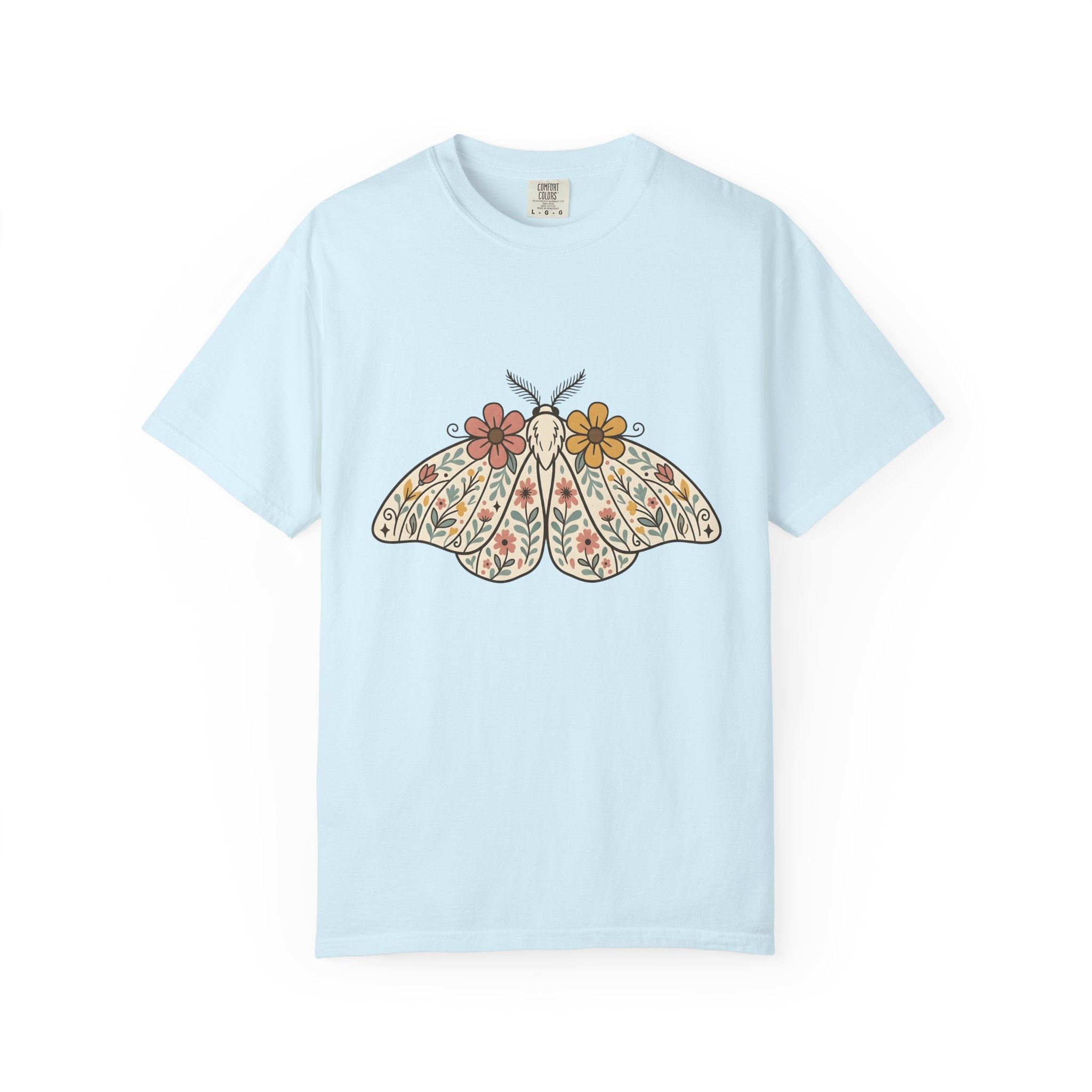 Blossom Moth Shirt Floral Wildlife Gift Women Rustic Tee Moth T-Shirt Flower Fan Botanical Tshirt Animal Graphic Native Meadow Flowers